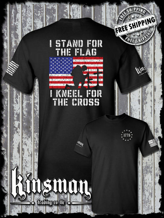 I Stand for the Flag Kneel for the Cross 2-Sided T-Shirt US Patriot