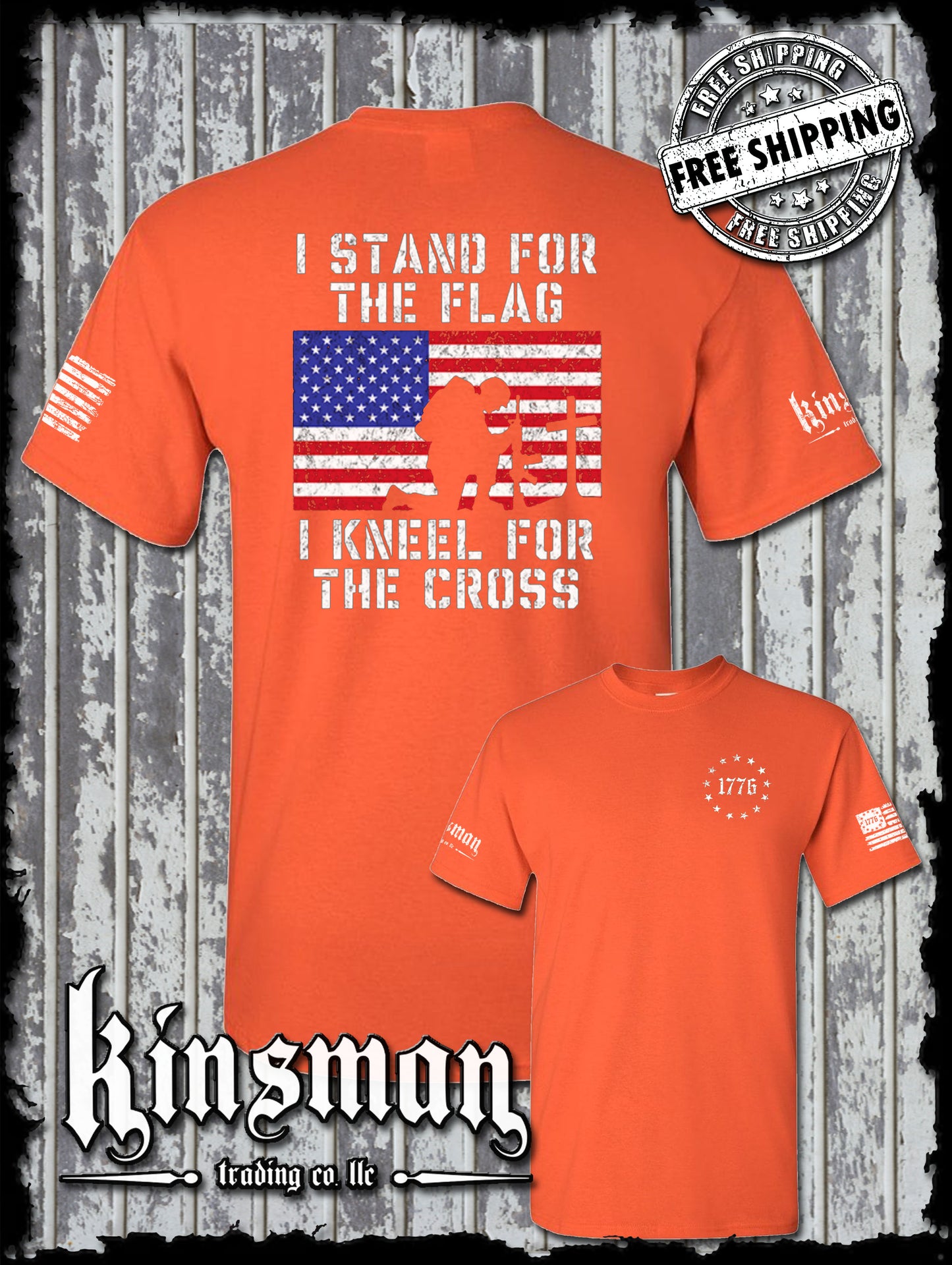 I Stand for the Flag Kneel for the Cross 2-Sided T-Shirt US Patriot