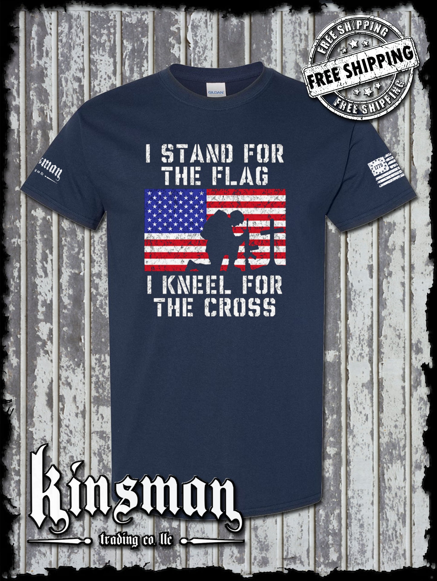 I Stand for the Flag Kneel for the Cross T-Shirt US Patriot