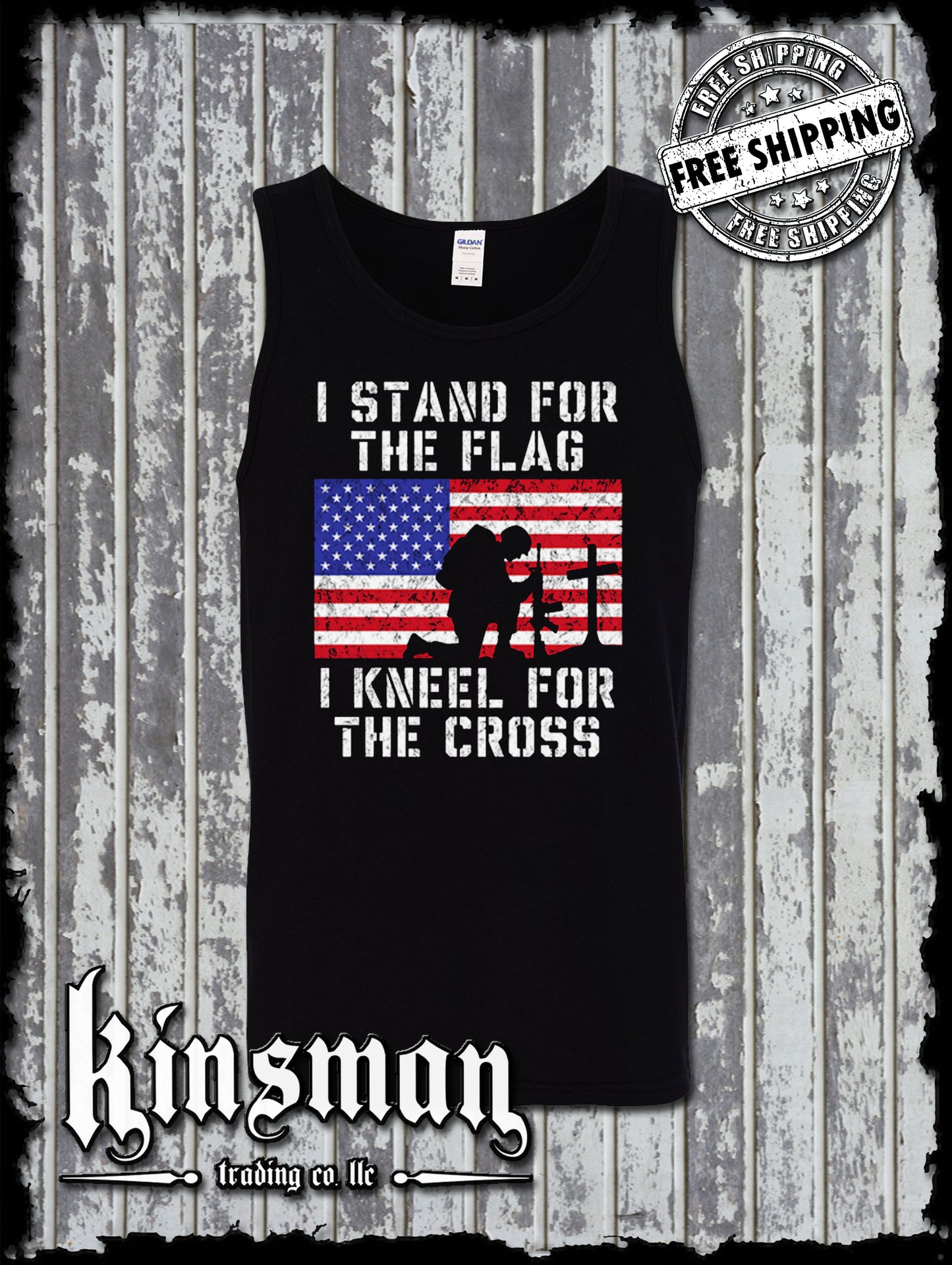 I Stand for the Flag Kneel for the Cross Tank Top T-Shirt US Patriot