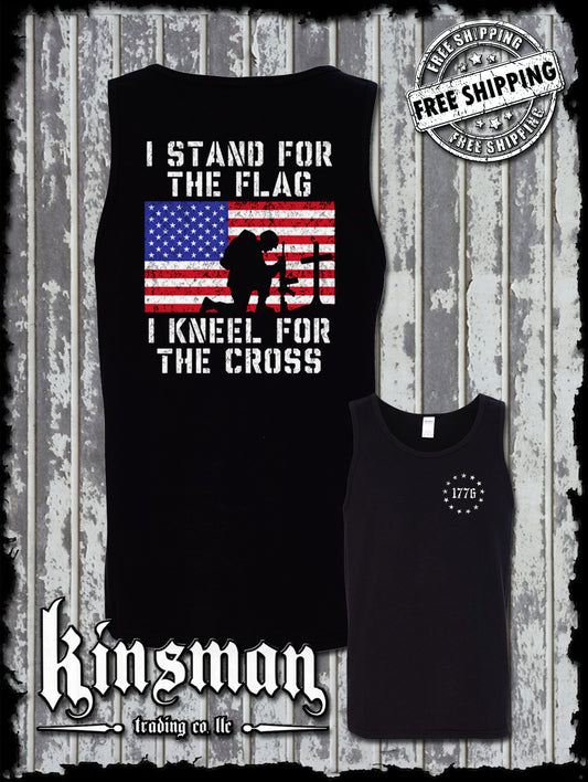 I Stand for the Flag Kneel for the Cross 2-Sided Tank Top T-Shirt US Patriot