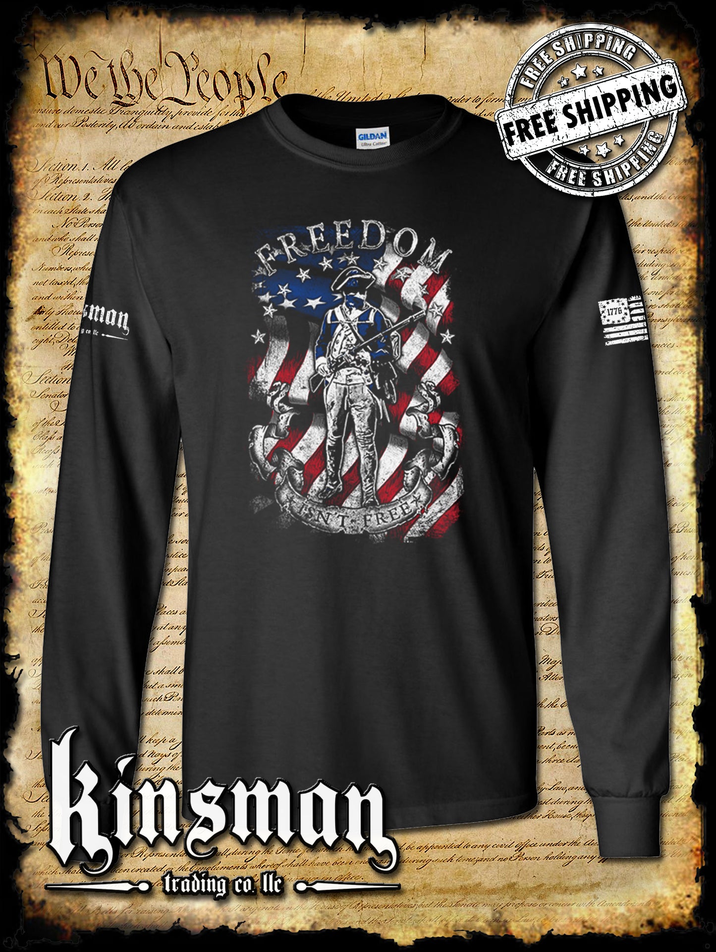 Freedom Isn't Free Patriotic American Flag Long Sleeve T-Shirt