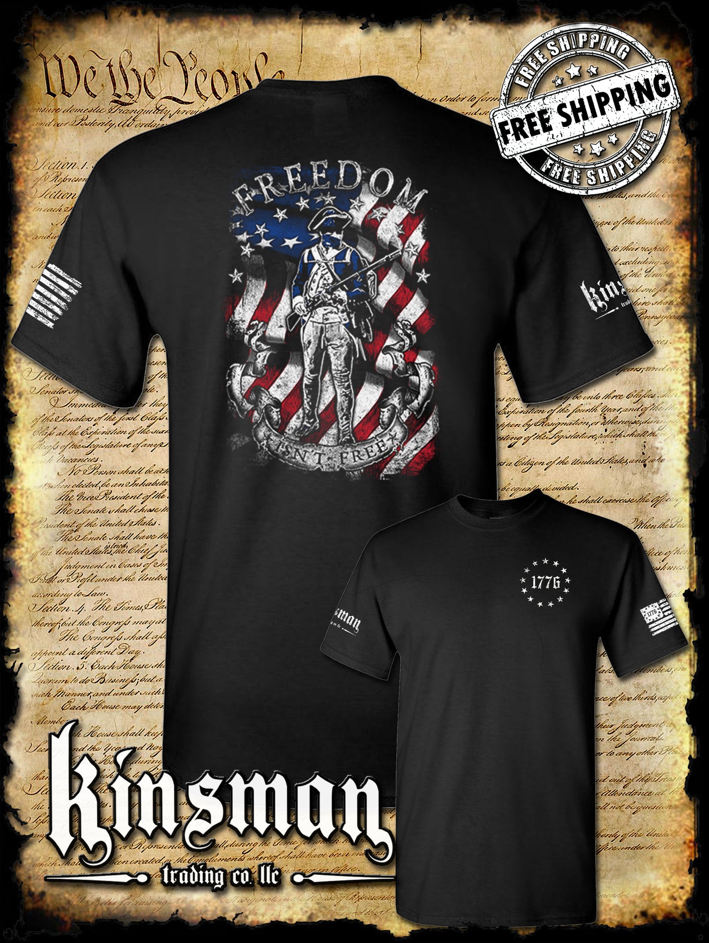 Freedom Isn't Free Patriotic American Flag 2-Sided T-Shirt