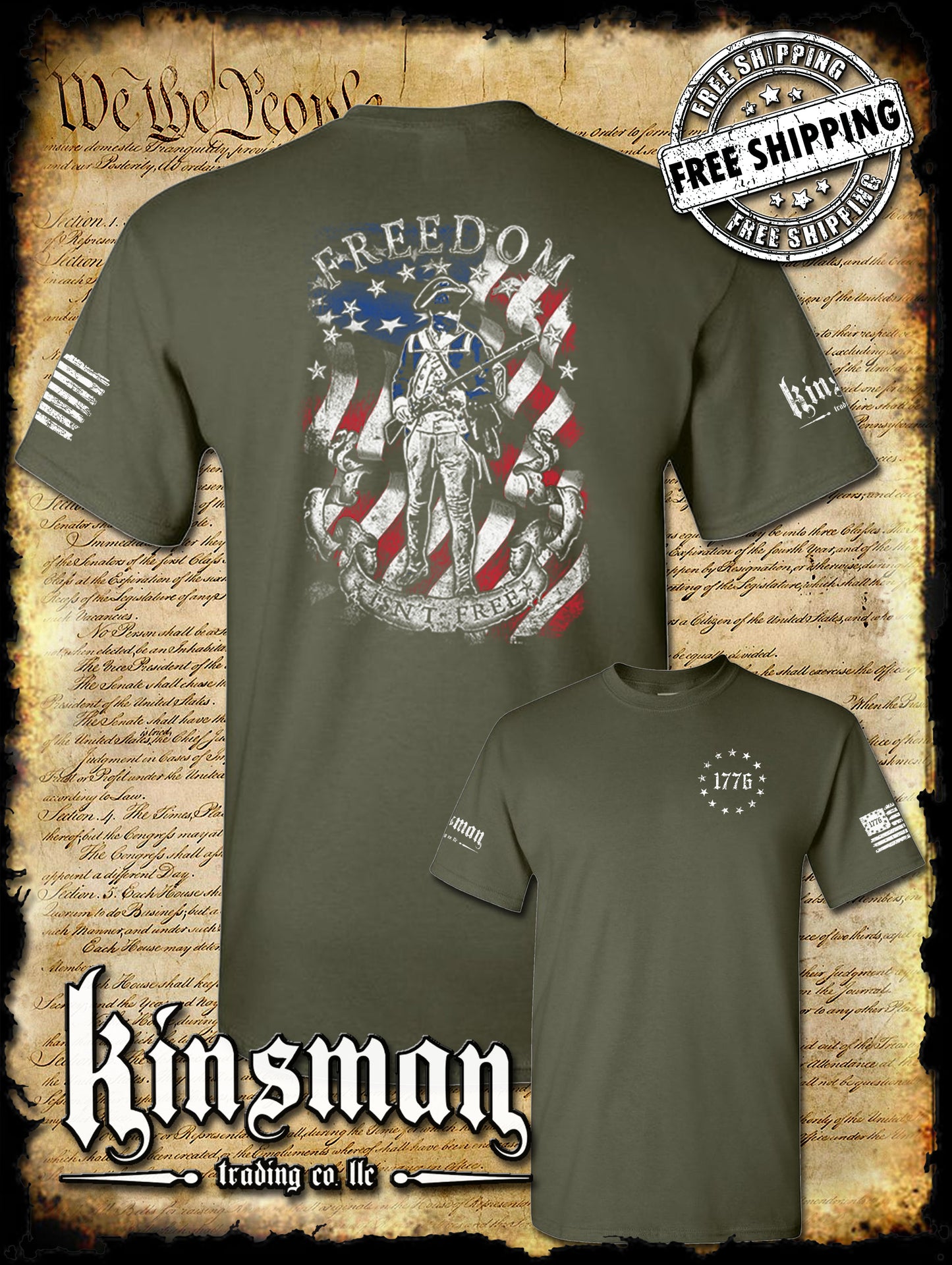 Freedom Isn't Free Patriotic American Flag 2-Sided T-Shirt