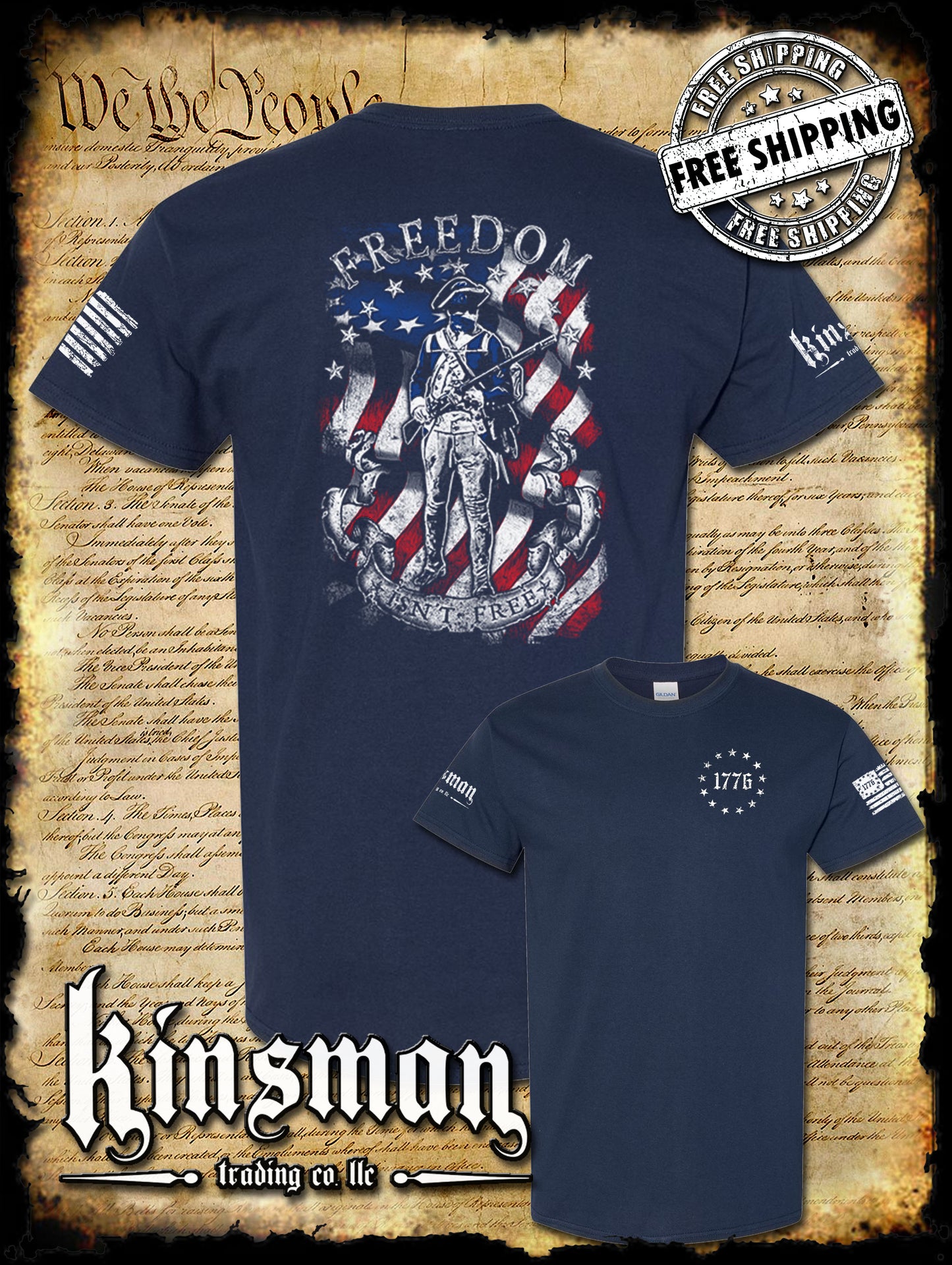 Freedom Isn't Free Patriotic American Flag 2-Sided T-Shirt