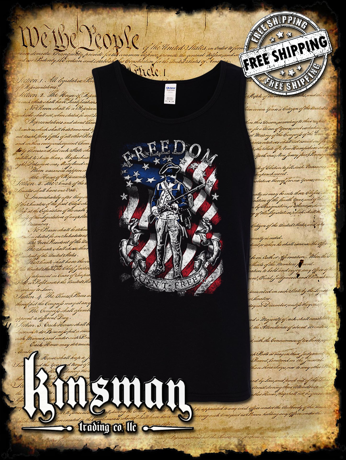 Freedom Isn't Free Patriotic American Flag Tank Top T-Shirt