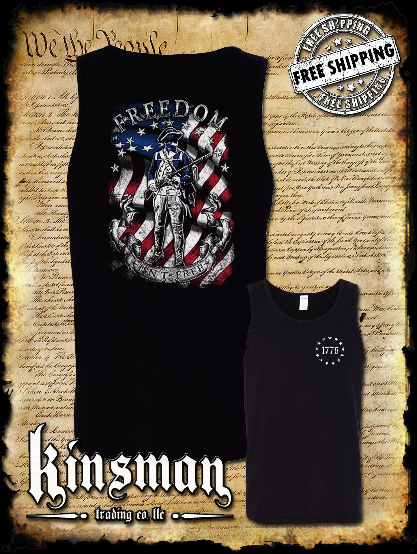 Freedom Isn't Free Patriotic American Flag 2-Sided Tank Top T-Shirt