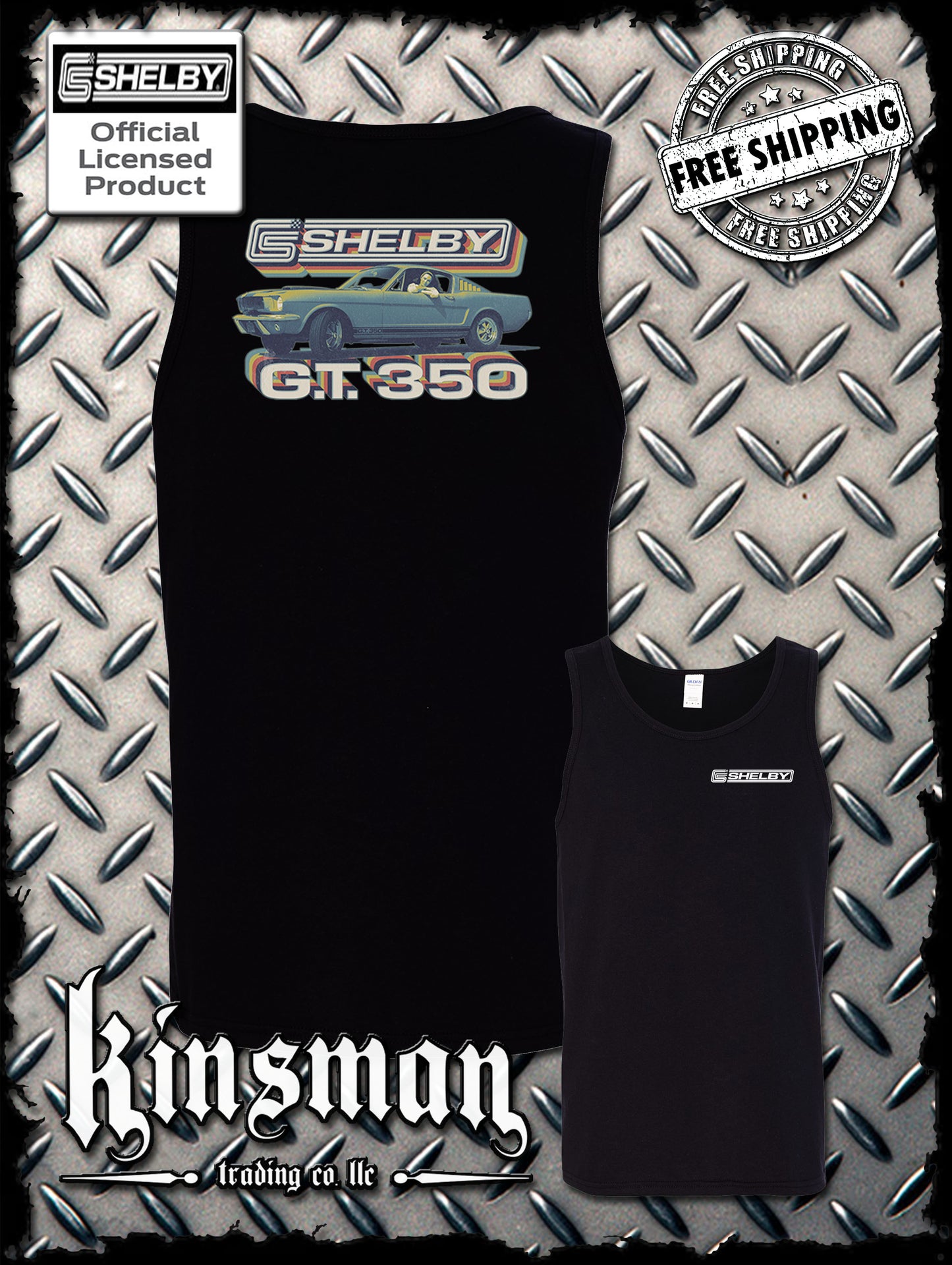 Carroll Shelby Vintage GT 350 2-Sided Tank Top T-Shirt Ford Mustang