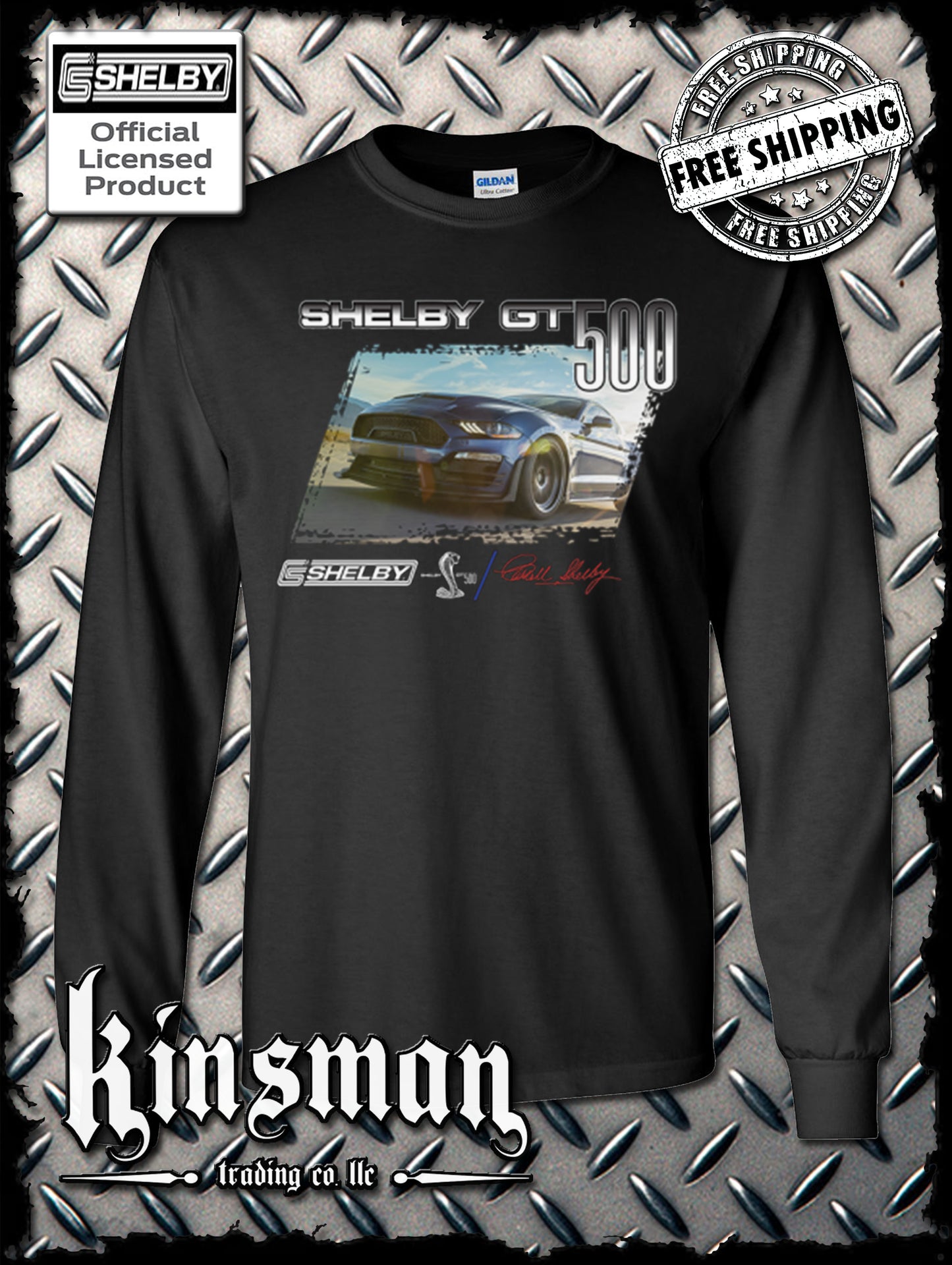 Carroll Shelby GT 500 Long Sleeve T-Shirt Ford Mustang