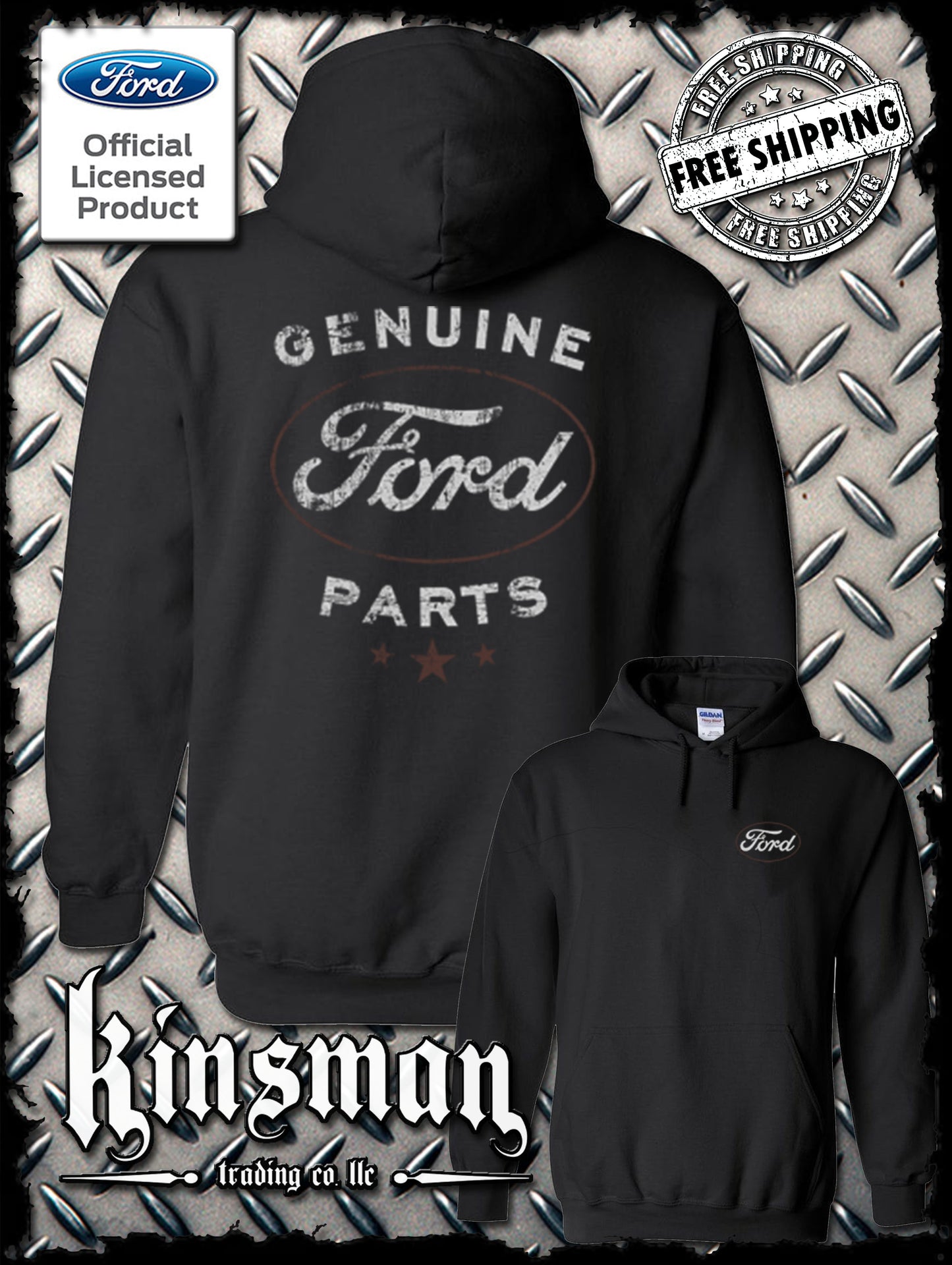 Ford Genuine Parts Retro / Vintage Logo Hoodie -Mustang F-150 Official Licensed