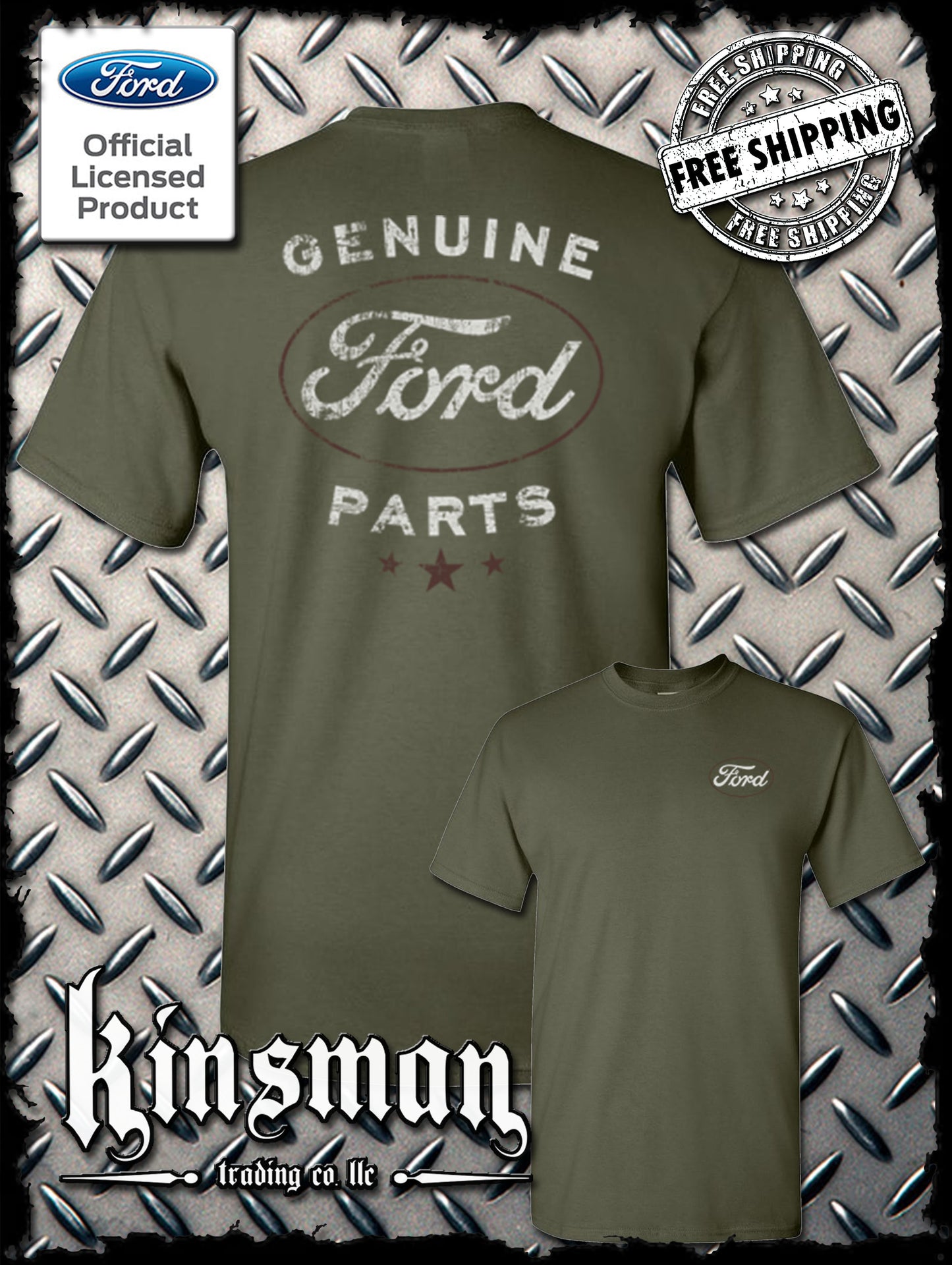 Ford Genuine Parts Retro / Vintage Logo T-Shirt -Mustang F-150 Official Licensed