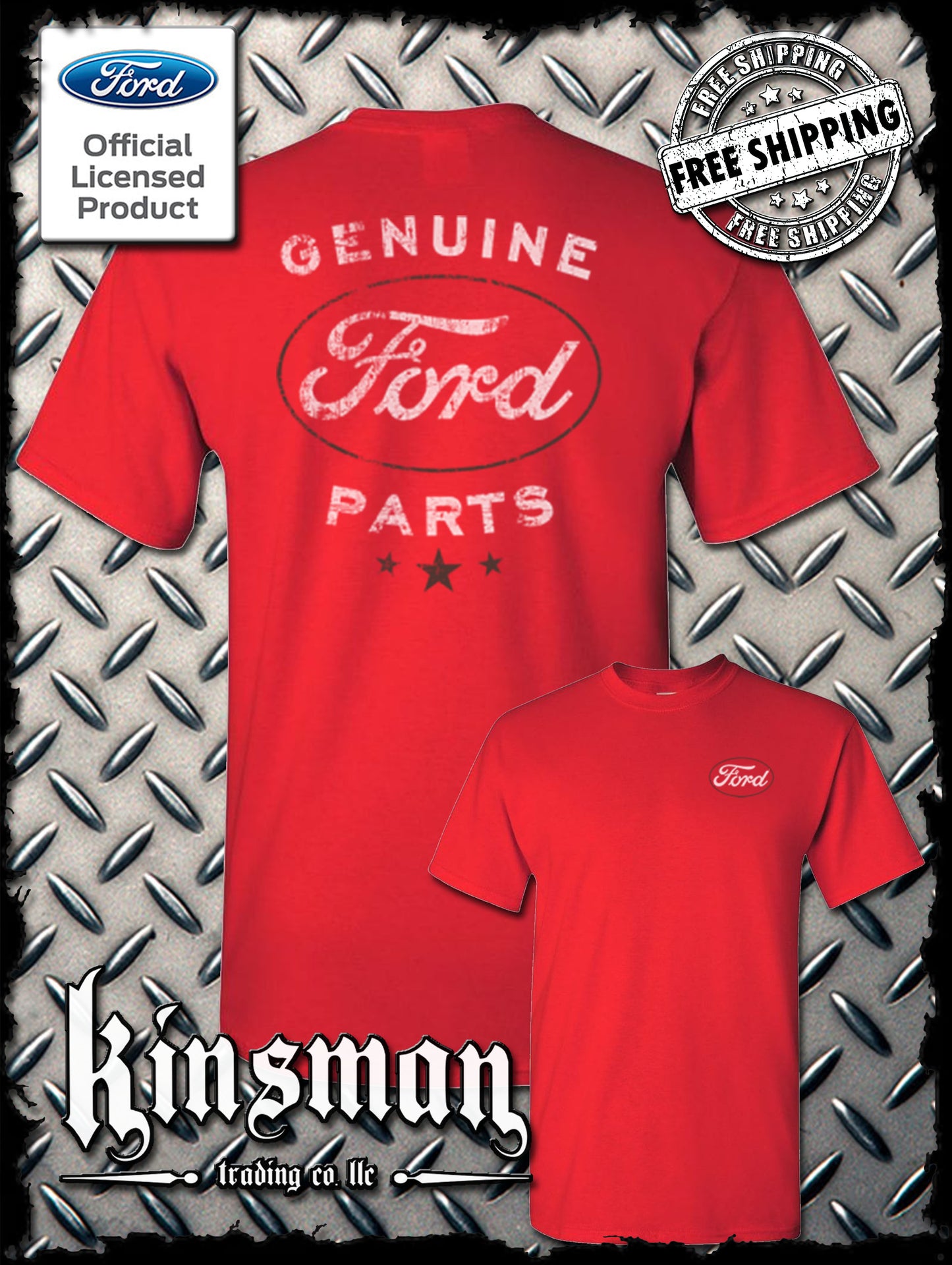 Ford Genuine Parts Retro / Vintage Logo T-Shirt -Mustang F-150 Official Licensed