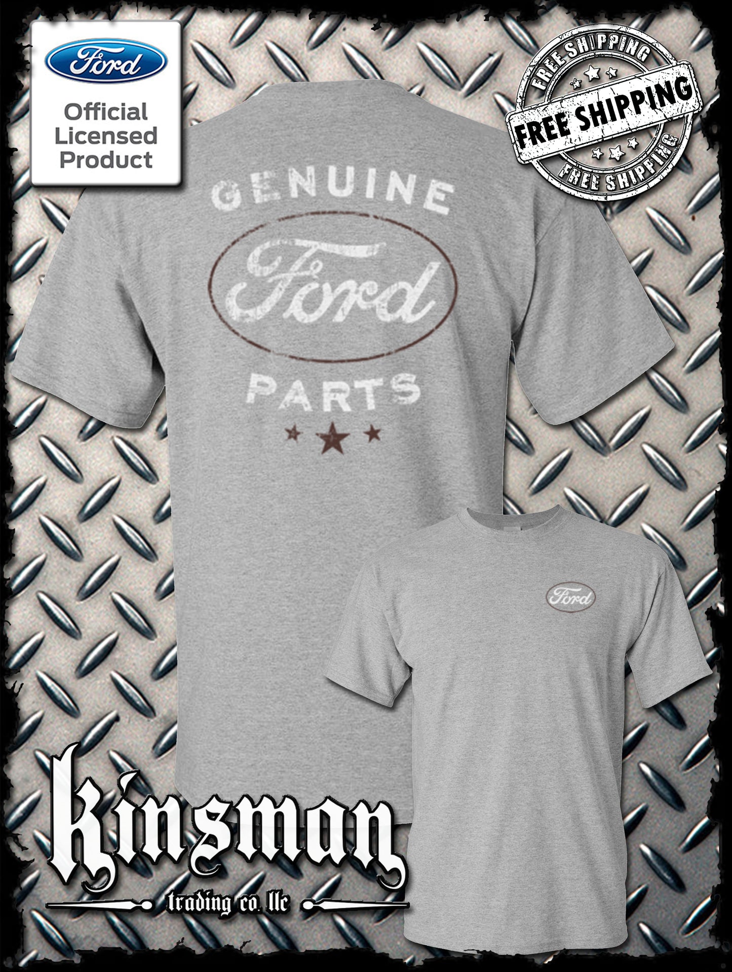 Ford Genuine Parts Retro / Vintage Logo T-Shirt -Mustang F-150 Official Licensed