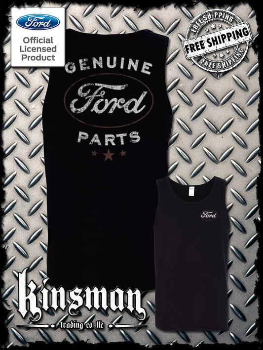 Ford Genuine Parts Retro / Vintage Logo 2-Sided Tank Top T-Shirt -Mustang F-150
