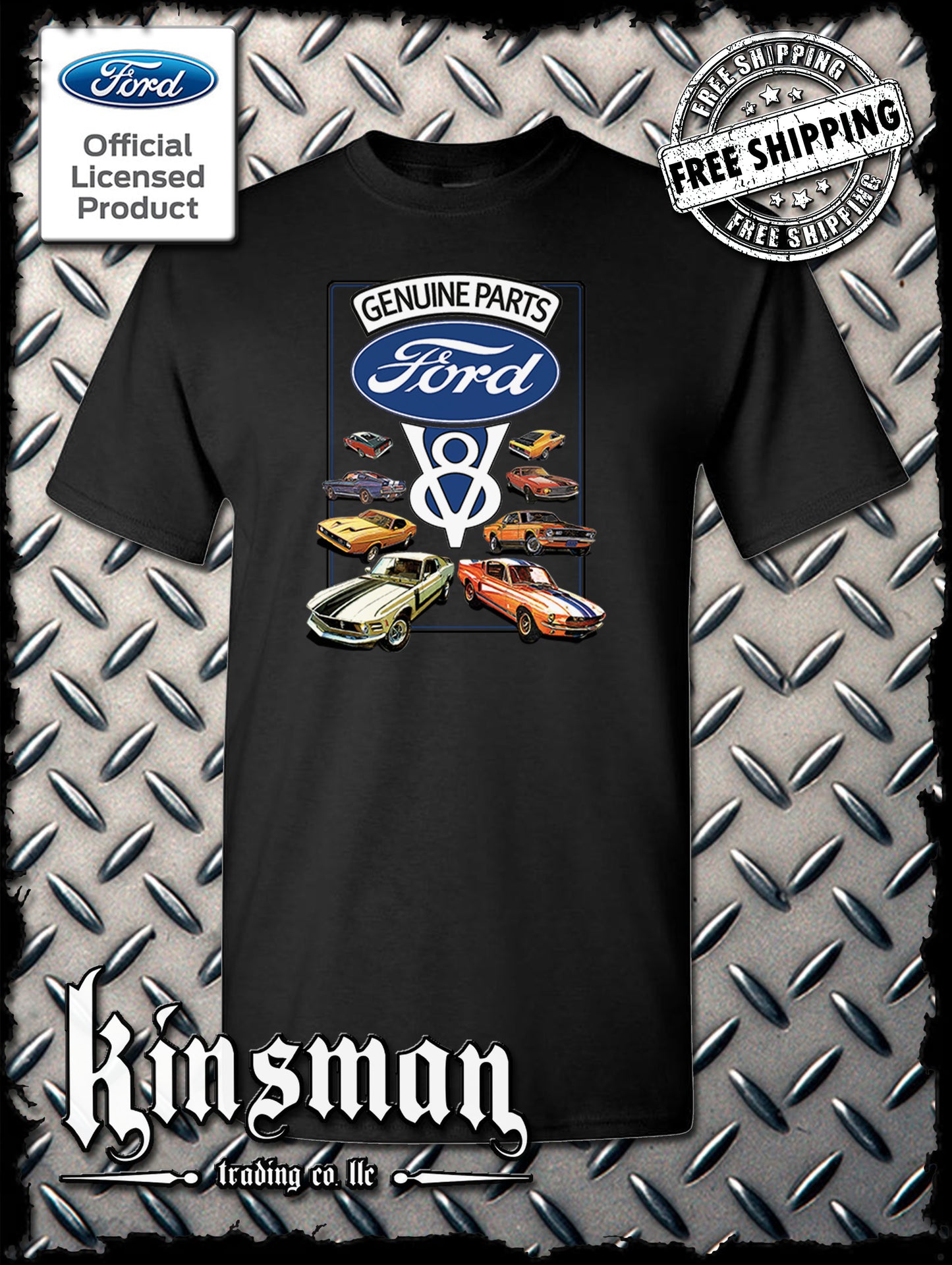 Ford Genuine Parts V8 Classic Blue Logo T-Shirt Mustang GT