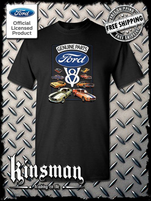 Ford Genuine Parts V8 Classic Blue Logo T-Shirt Mustang GT