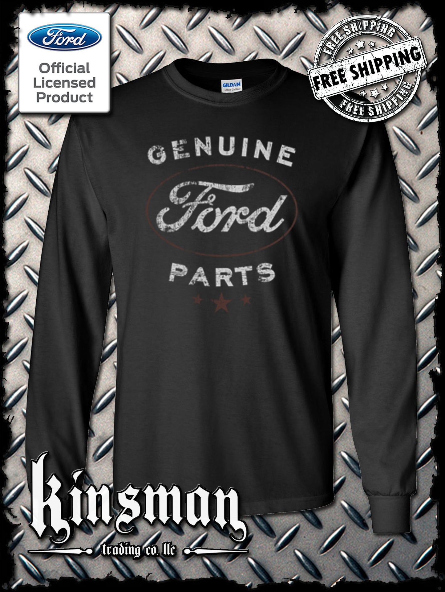 Ford Genuine Parts Retro / Vintage Logo Long Sleeve T-Shirt -Mustang F-150