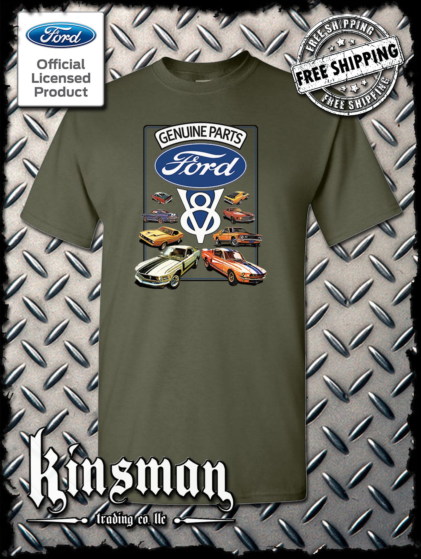 Ford Genuine Parts V8 Classic Blue Logo T-Shirt Mustang GT
