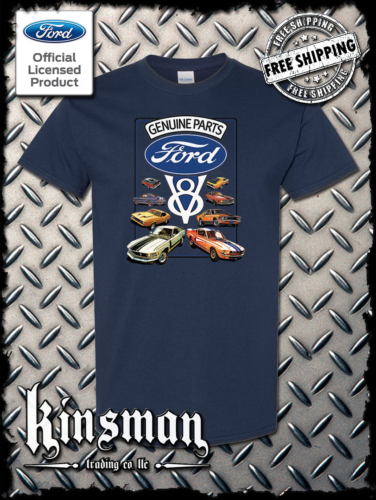 Ford Genuine Parts V8 Classic Blue Logo T-Shirt Mustang GT