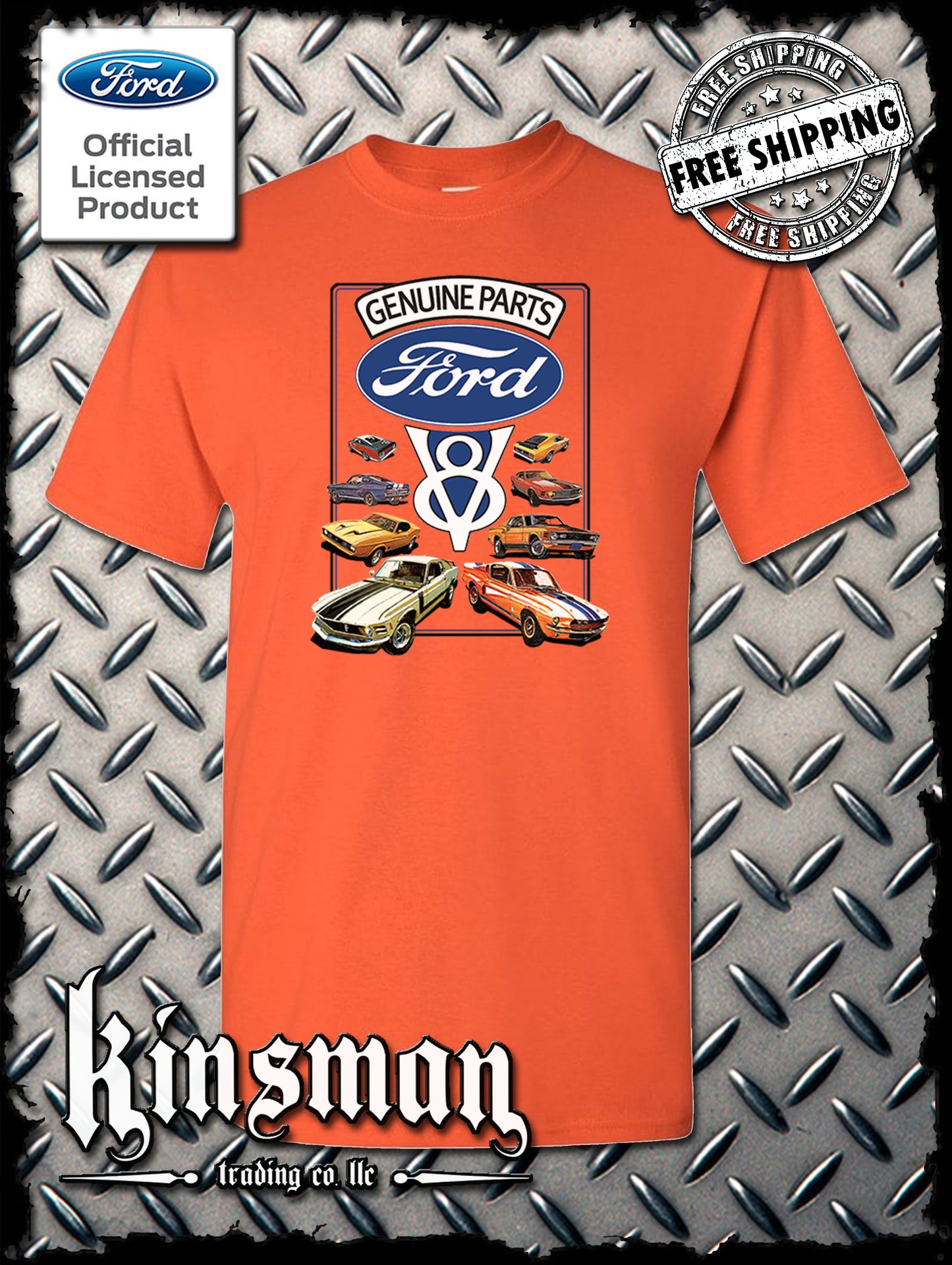 Ford Genuine Parts V8 Classic Blue Logo T-Shirt Mustang GT