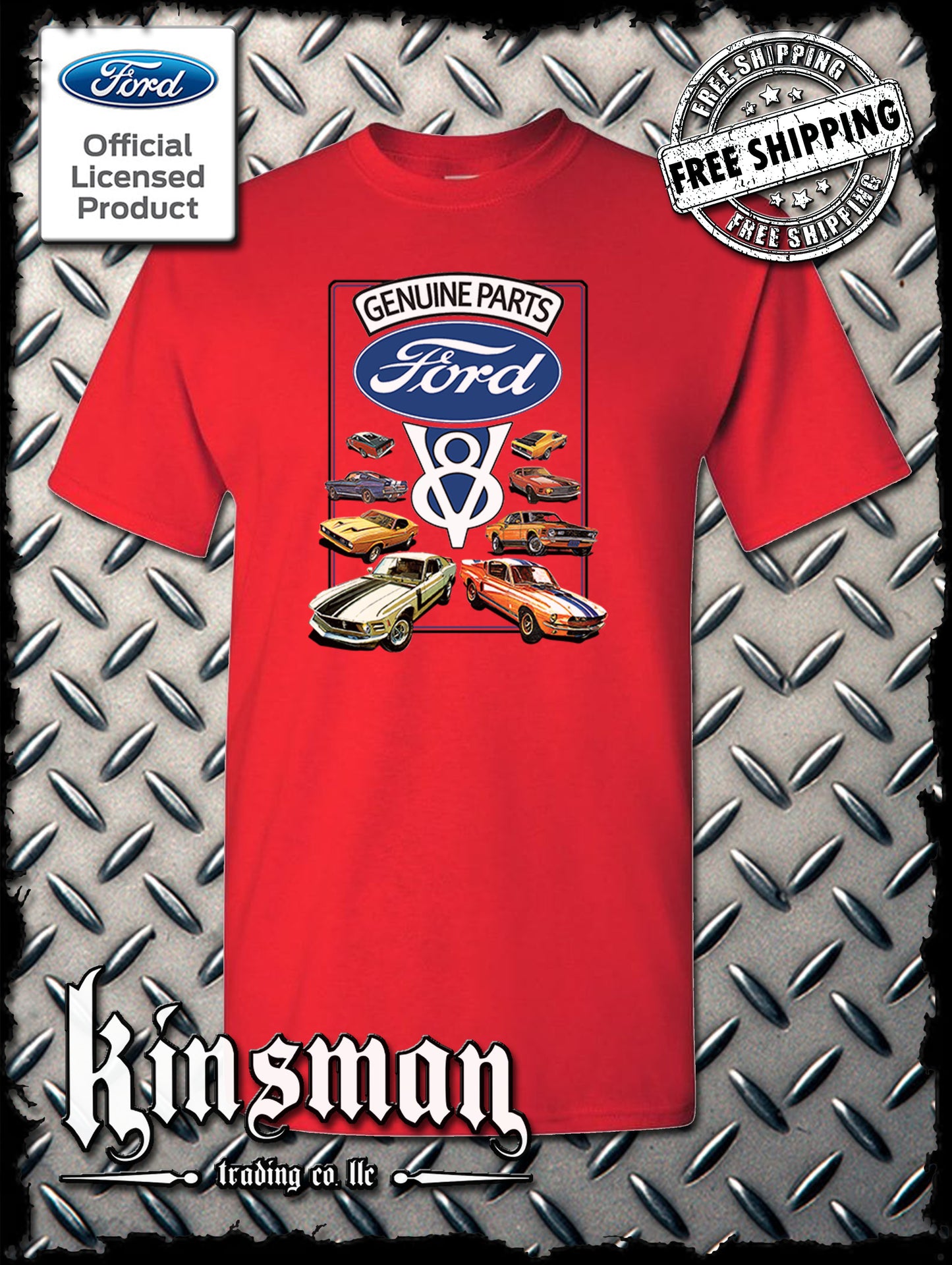 Ford Genuine Parts V8 Classic Blue Logo T-Shirt Mustang GT