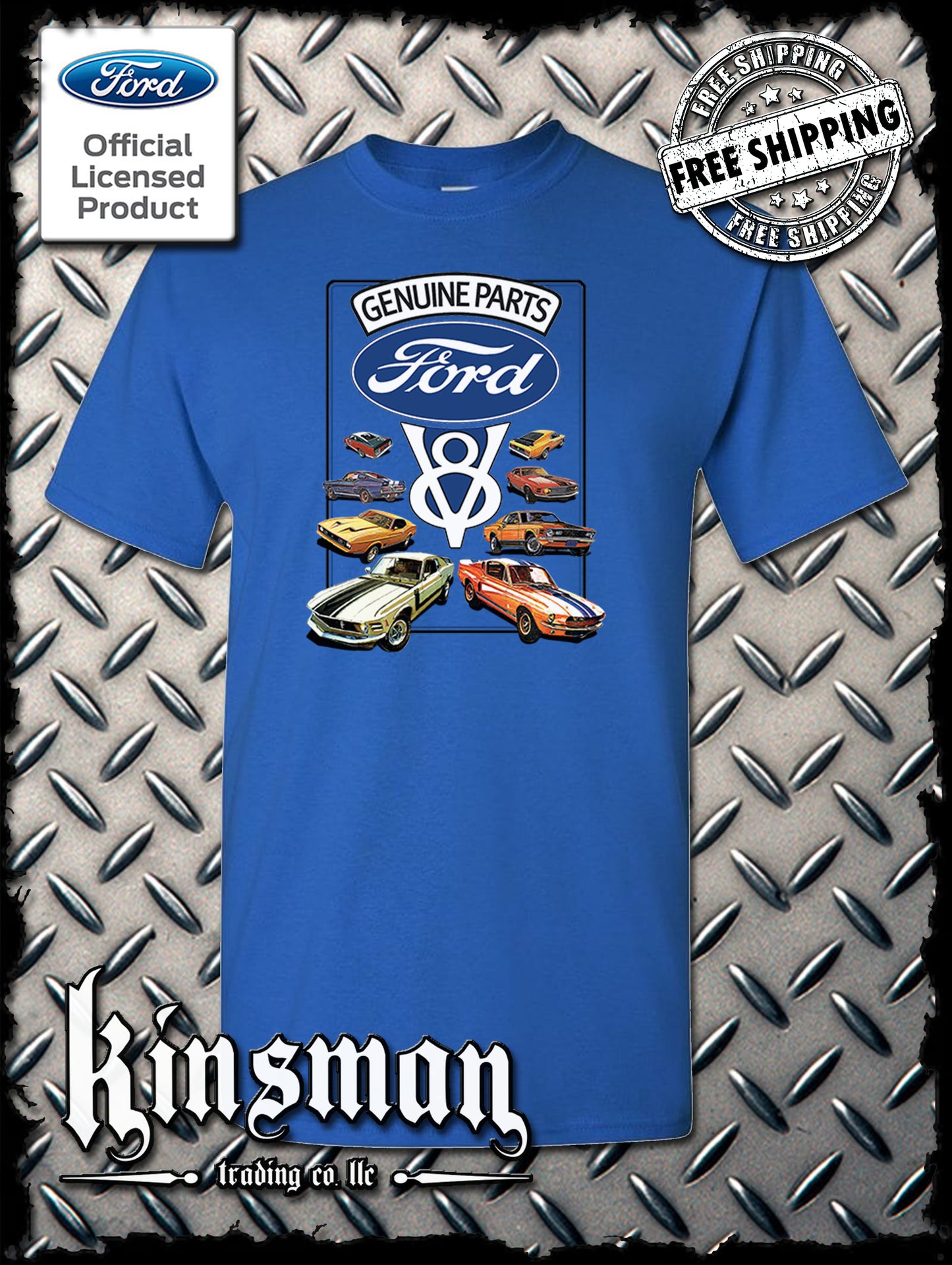 Ford Genuine Parts V8 Classic Blue Logo T-Shirt Mustang GT