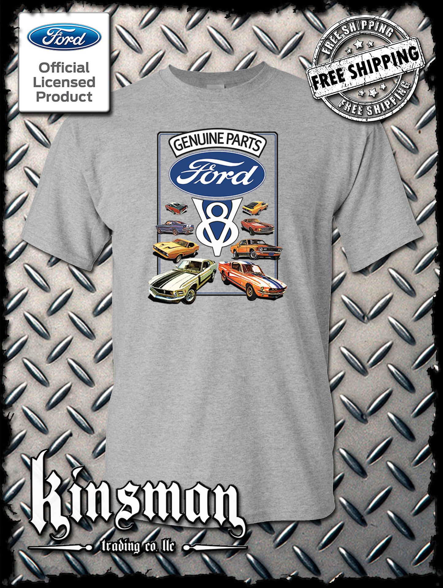 Ford Genuine Parts V8 Classic Blue Logo T-Shirt Mustang GT