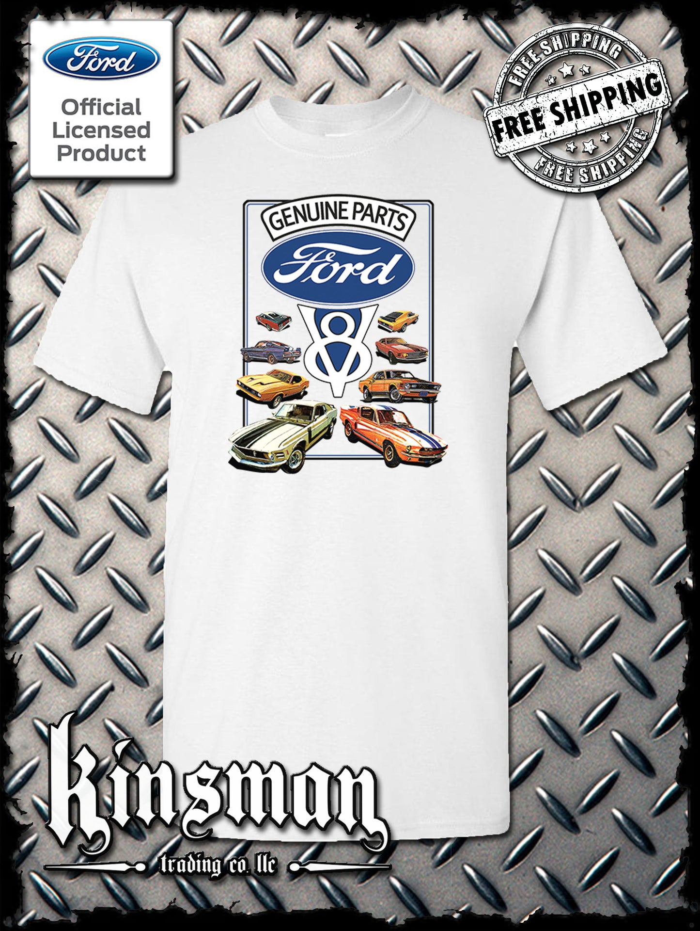 Ford Genuine Parts V8 Classic Blue Logo T-Shirt Mustang GT