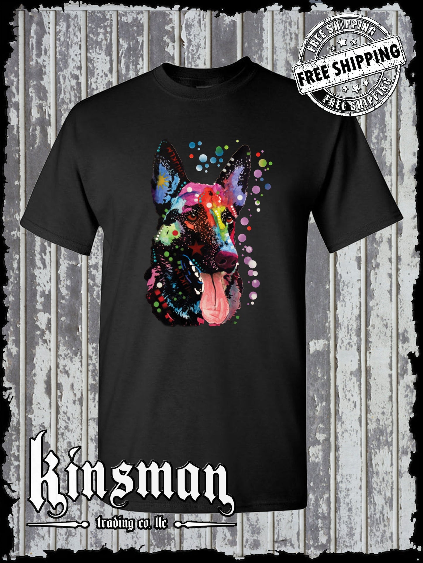 Dean Russo German Shepherd Watercolor Dog T-Shirt Animal Lover K-9 / Licensed