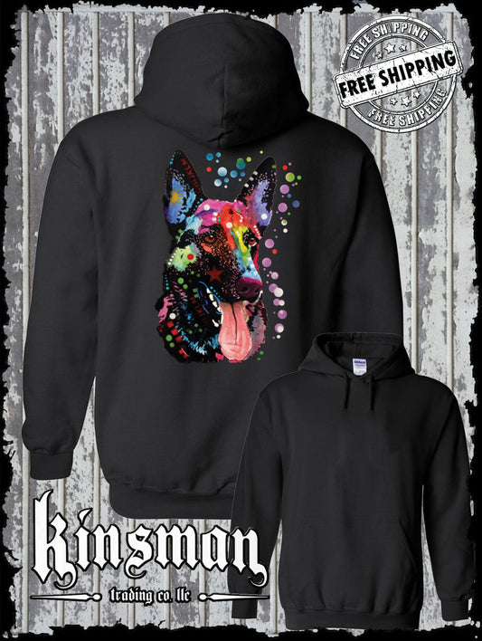 Dean Russo German Shepherd Water Color Hoodie Sweatshirt