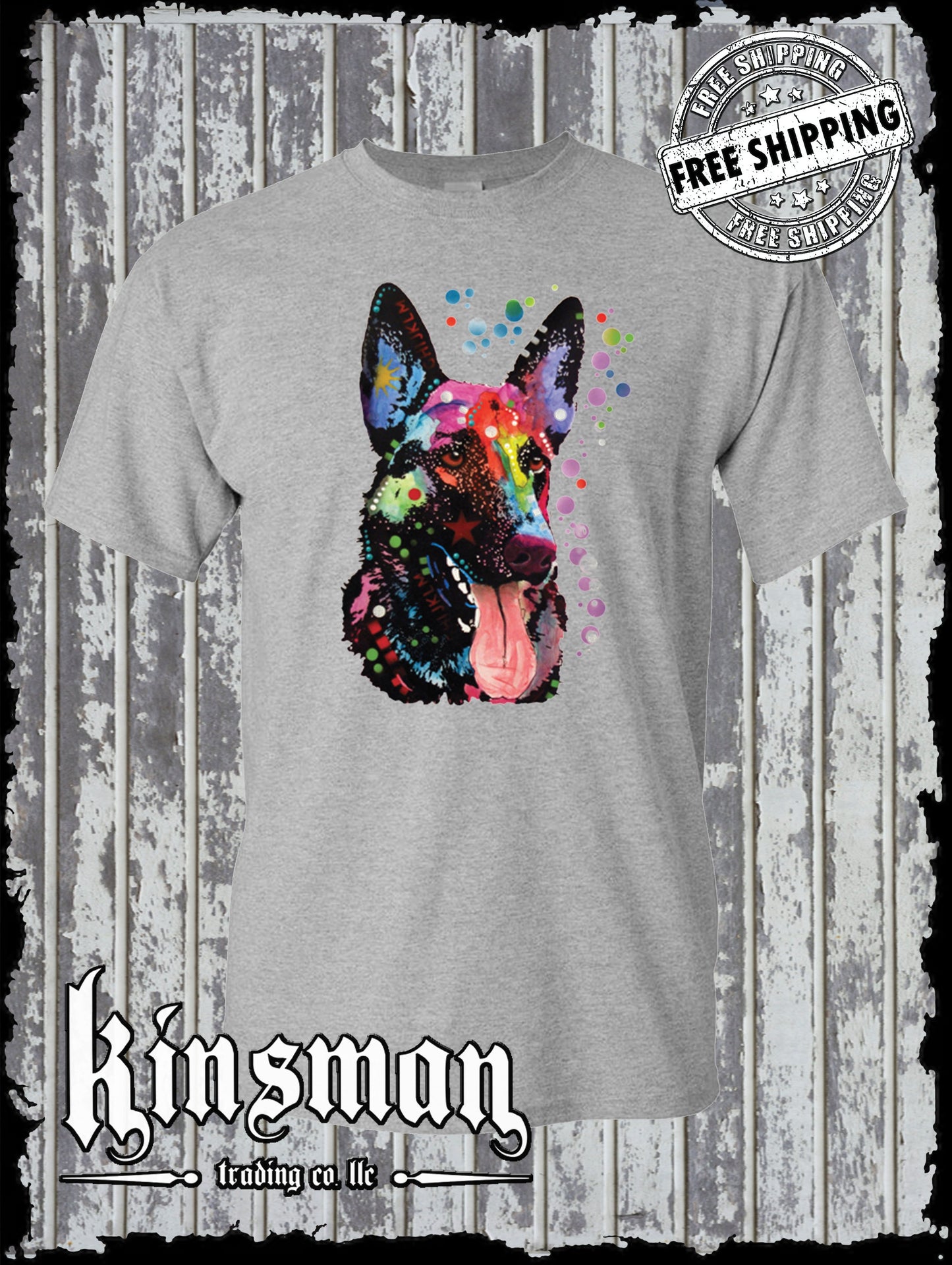 Dean Russo German Shepherd Watercolor Dog T-Shirt Animal Lover K-9 / Licensed