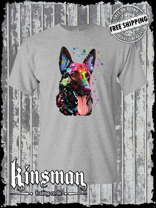 Dean Russo German Shepherd Watercolor Dog T-Shirt Animal Lover K-9 / Licensed