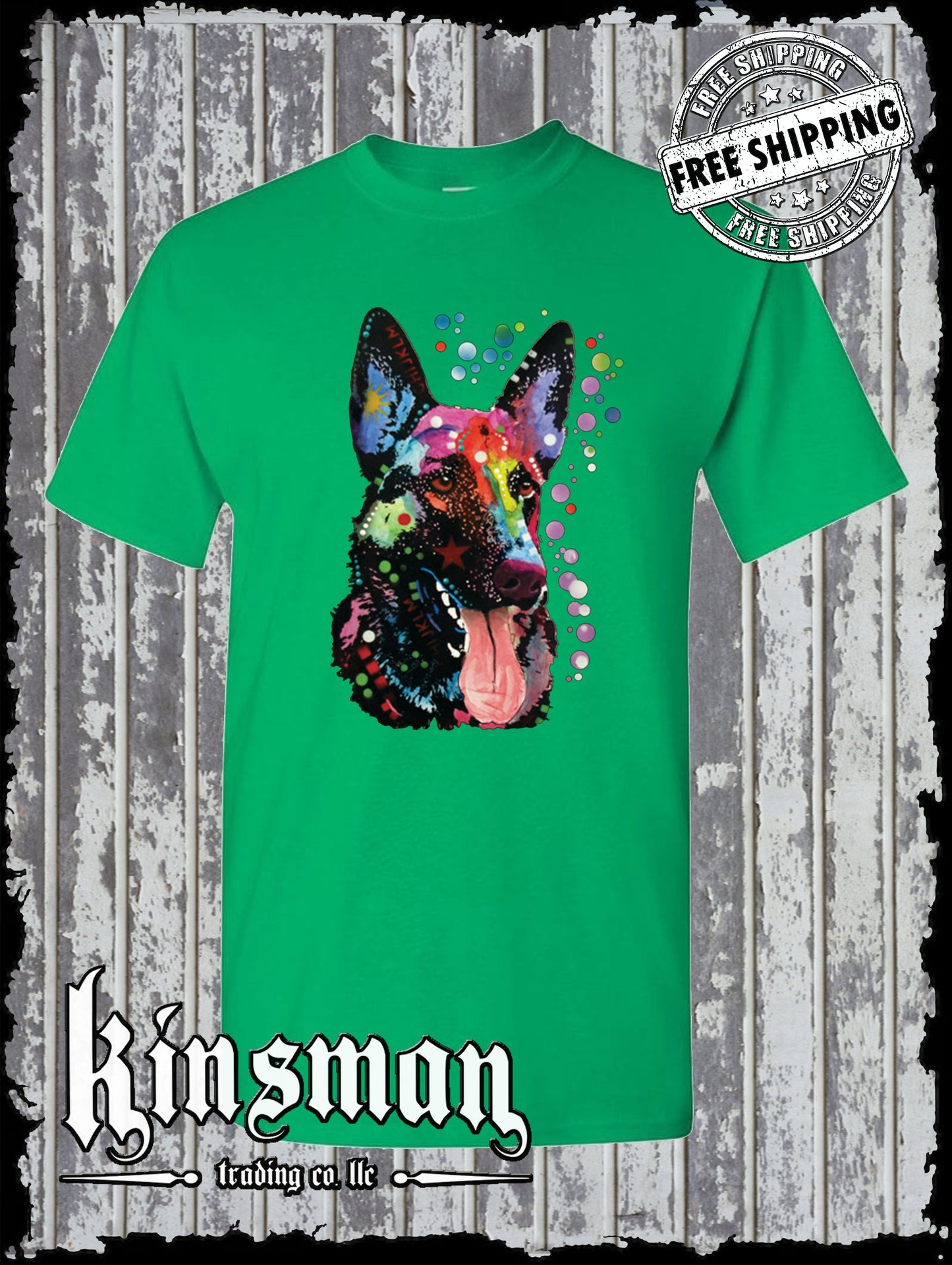 Dean Russo German Shepherd Watercolor Dog T-Shirt Animal Lover K-9 / Licensed