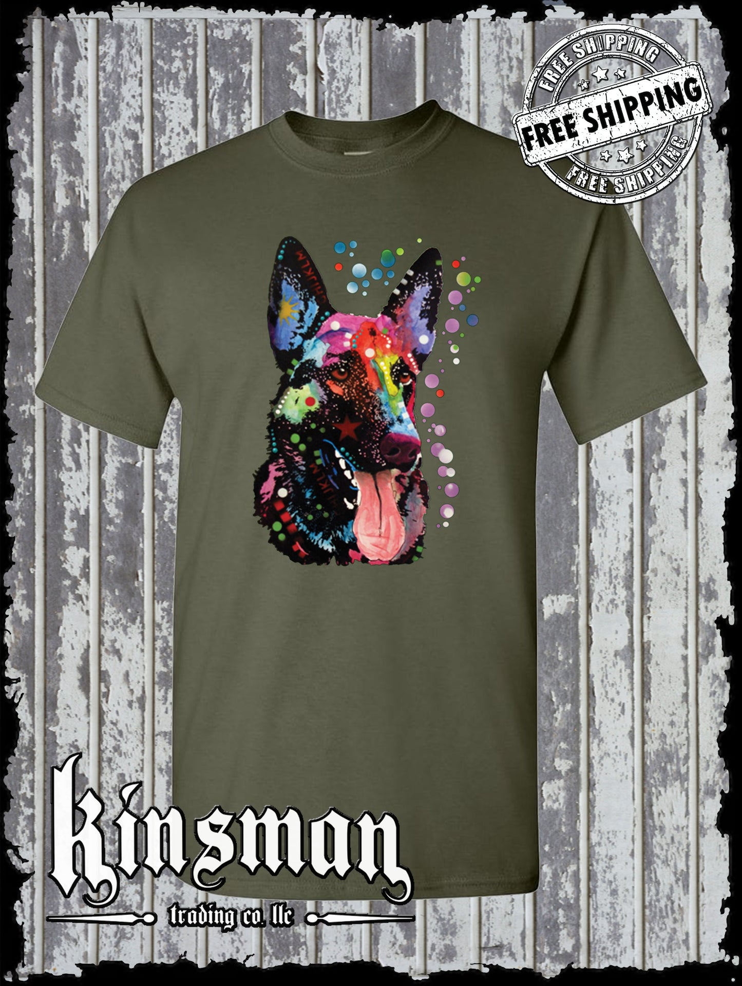 Dean Russo German Shepherd Watercolor Dog T-Shirt Animal Lover K-9 / Licensed