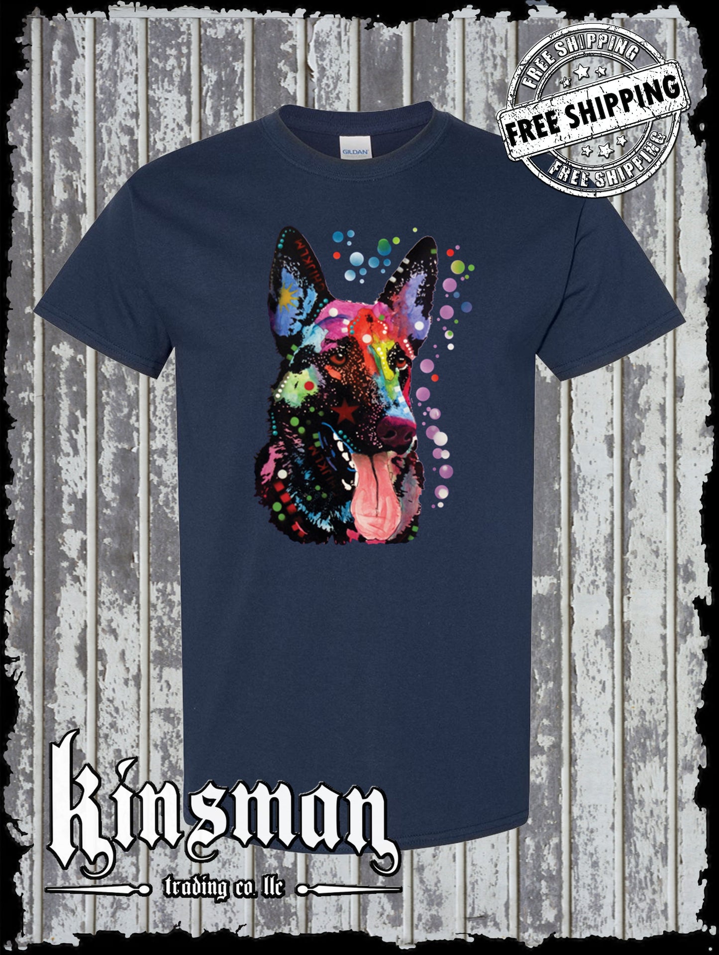 Dean Russo German Shepherd Watercolor Dog T-Shirt Animal Lover K-9 / Licensed