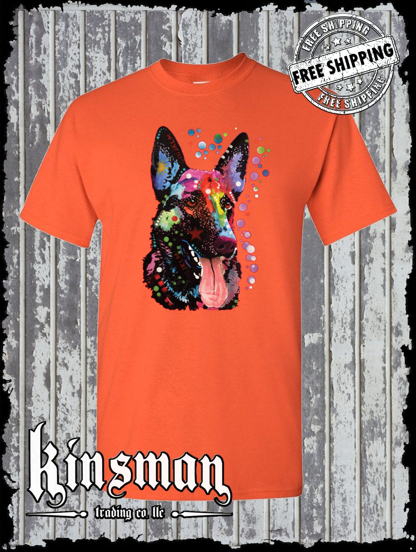 Dean Russo German Shepherd Watercolor Dog T-Shirt Animal Lover K-9 / Licensed