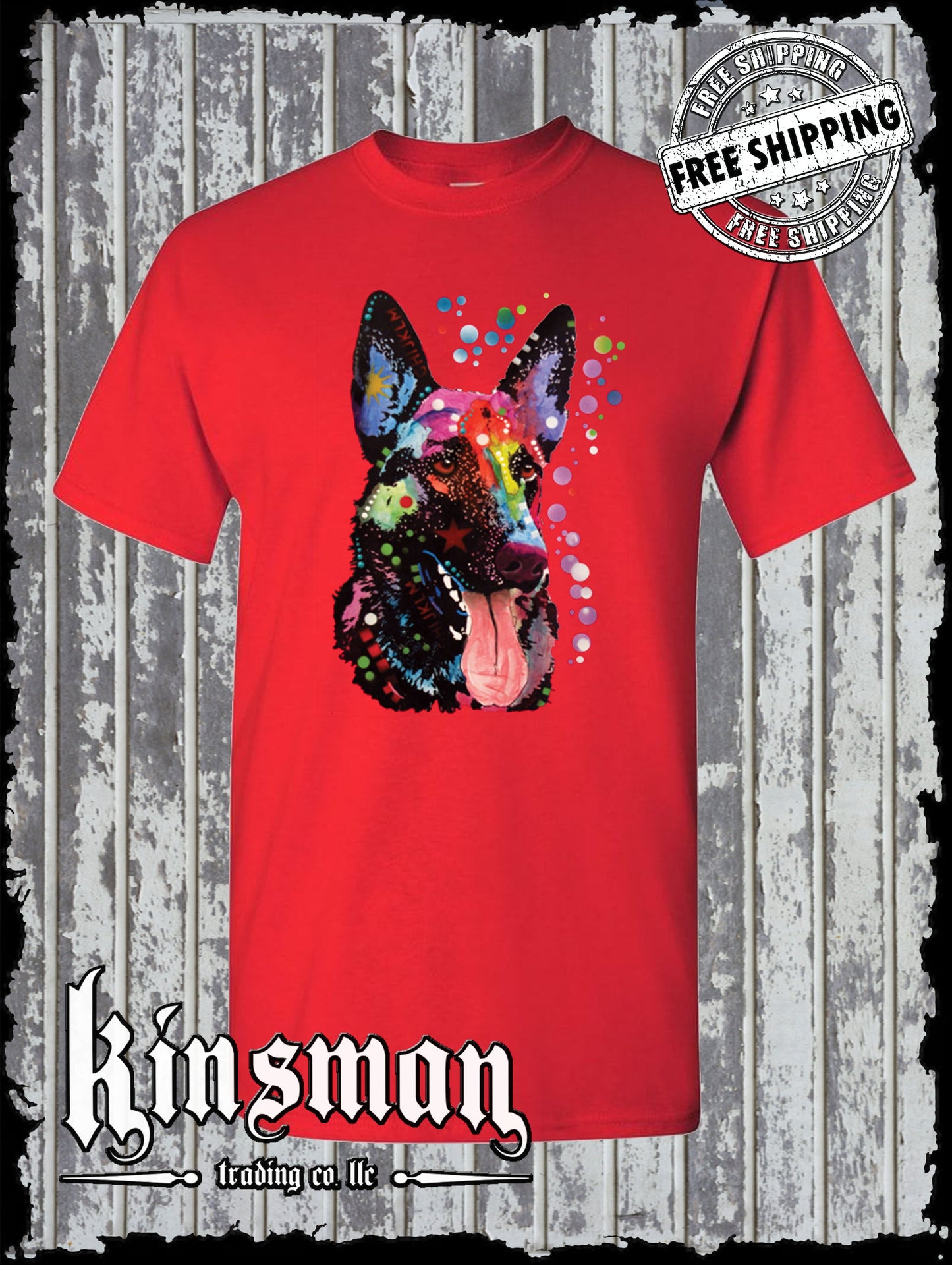 Dean Russo German Shepherd Watercolor Dog T-Shirt Animal Lover K-9 / Licensed