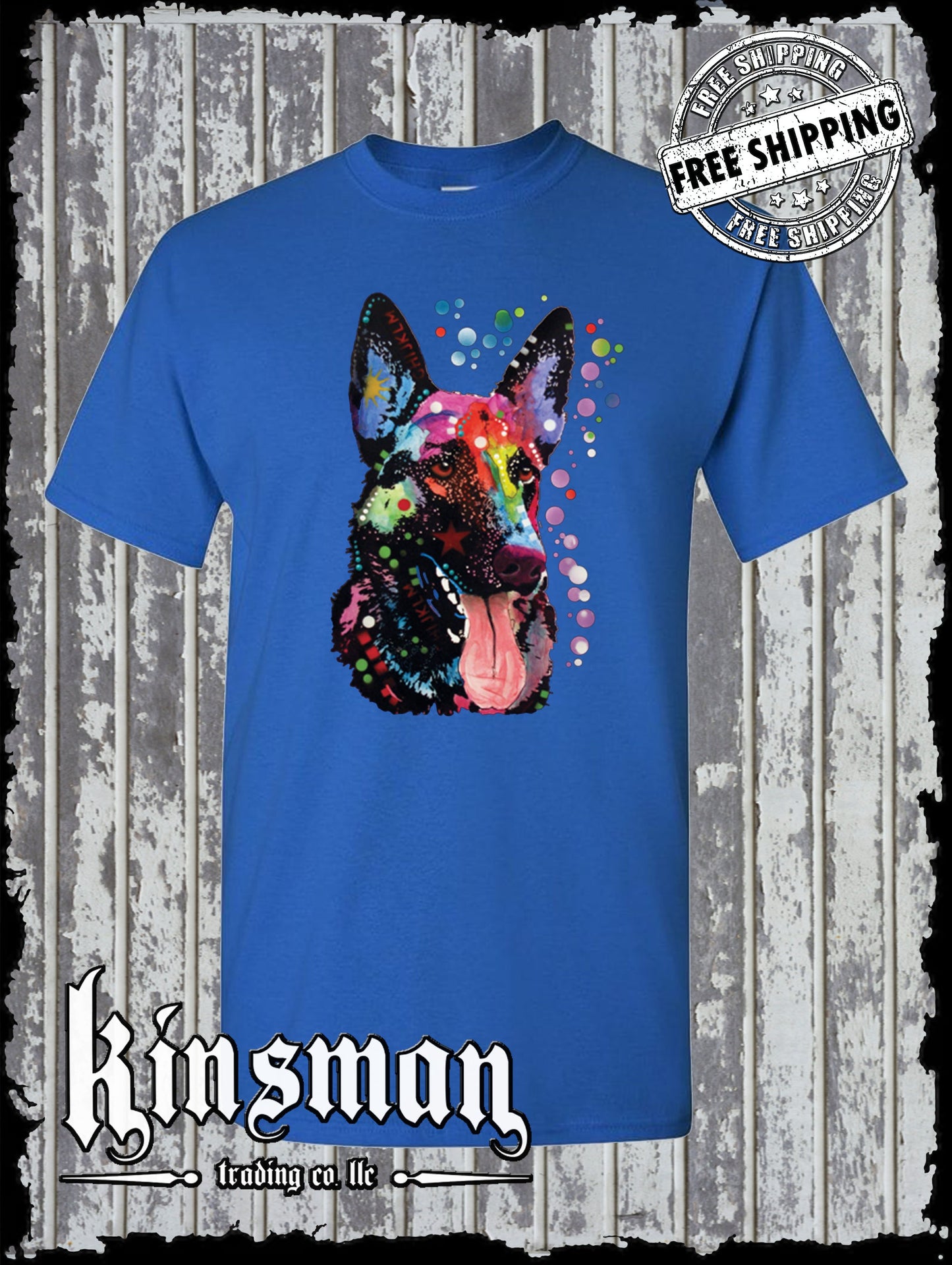 Dean Russo German Shepherd Watercolor Dog T-Shirt Animal Lover K-9 / Licensed