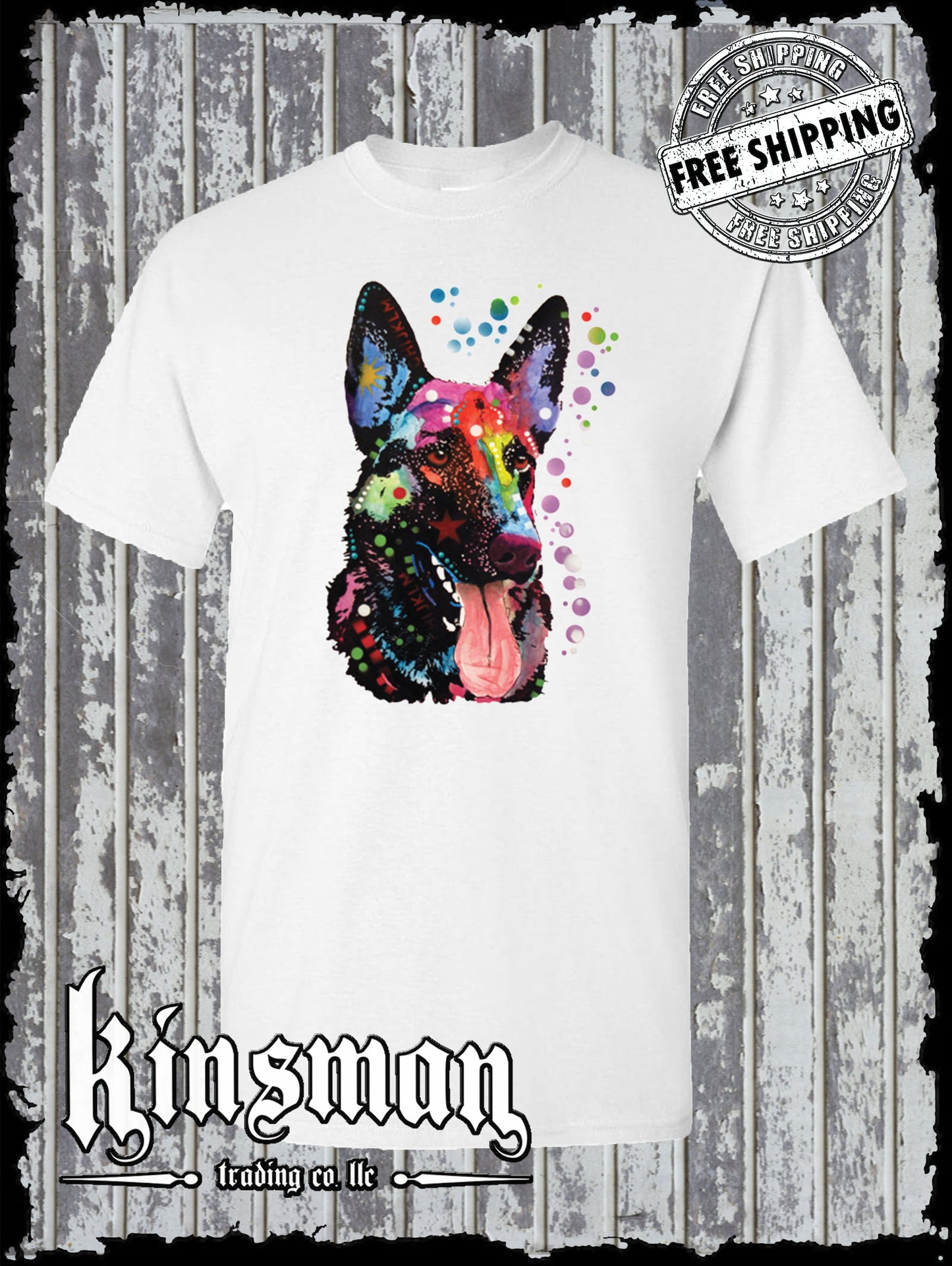 Dean Russo German Shepherd Watercolor Dog T-Shirt Animal Lover K-9 / Licensed