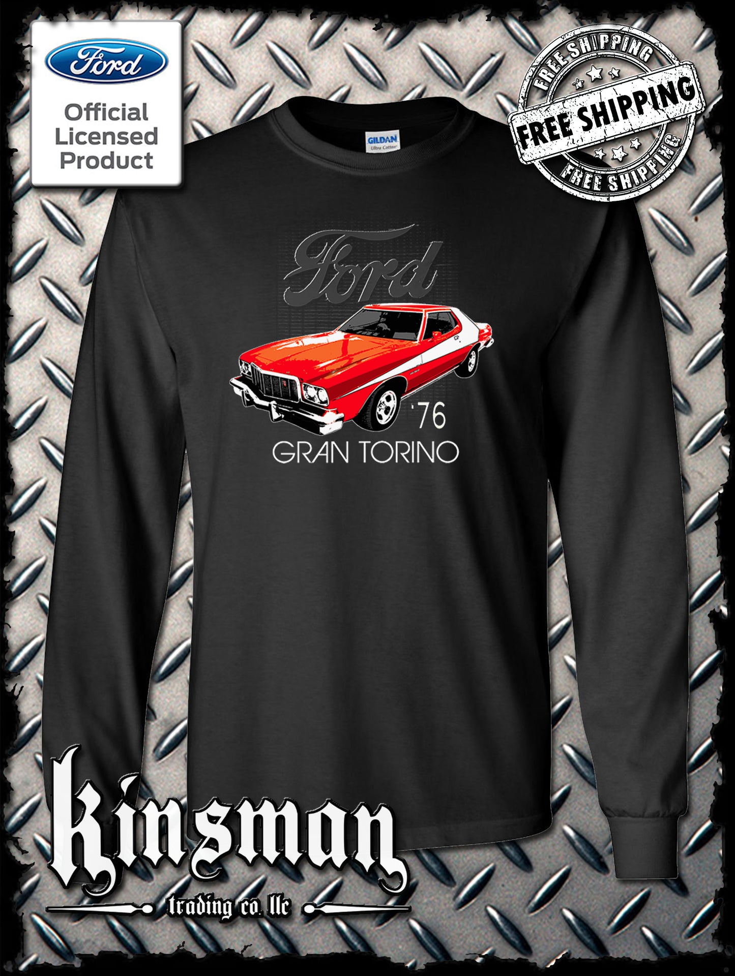 Ford 76 Gran Torino Long Sleeve T-Shirt American Horsepower