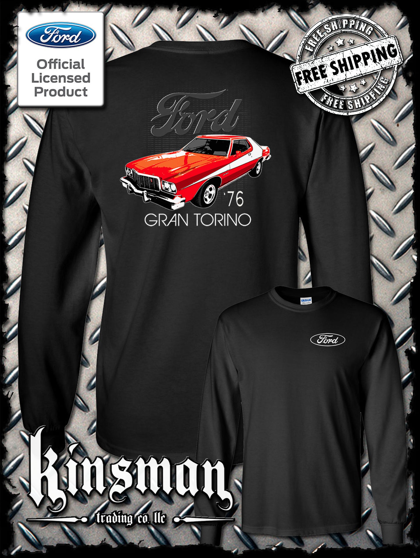 Ford 76 Gran Torino 2-Sided Long Sleeve T-Shirt American Horsepower