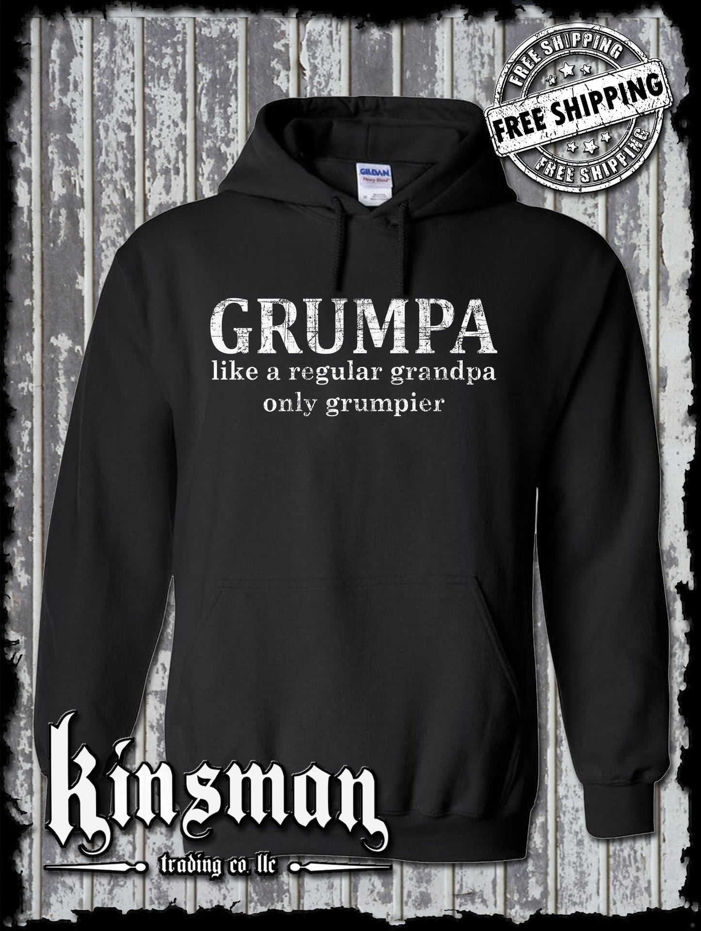GRUMPA Long Sleeve Hoodie / Sweatshirt - Like A Grandpa Only Grumpier Funny Father's Day Gift