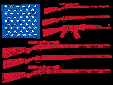 American Gun Flag Long Sleeve T-Shirt 2nd Amendment Rifles USA 4th of July