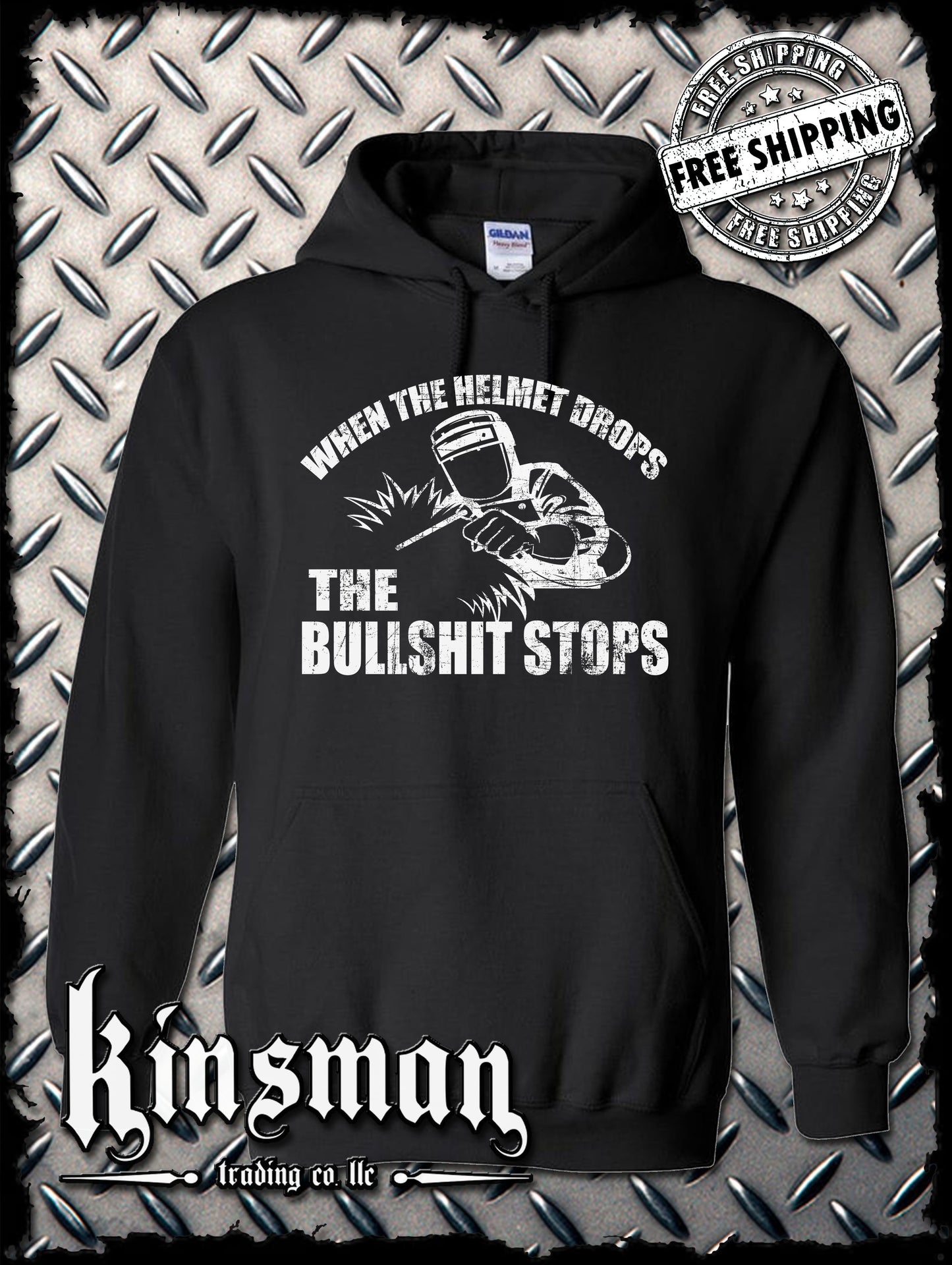 When The Helmet Drops The BS Stops Hoodie - Welding Mask Welder Funny Tee