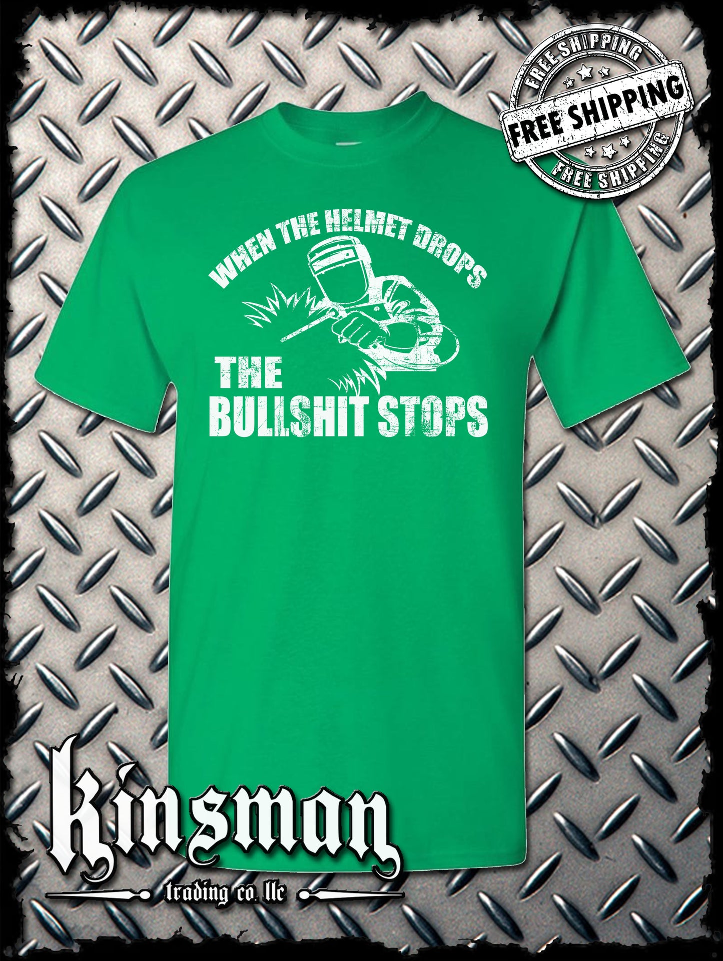 When The Helmet Drops The BS Stops T-Shirt - Welding Mask Welder Funny Tee