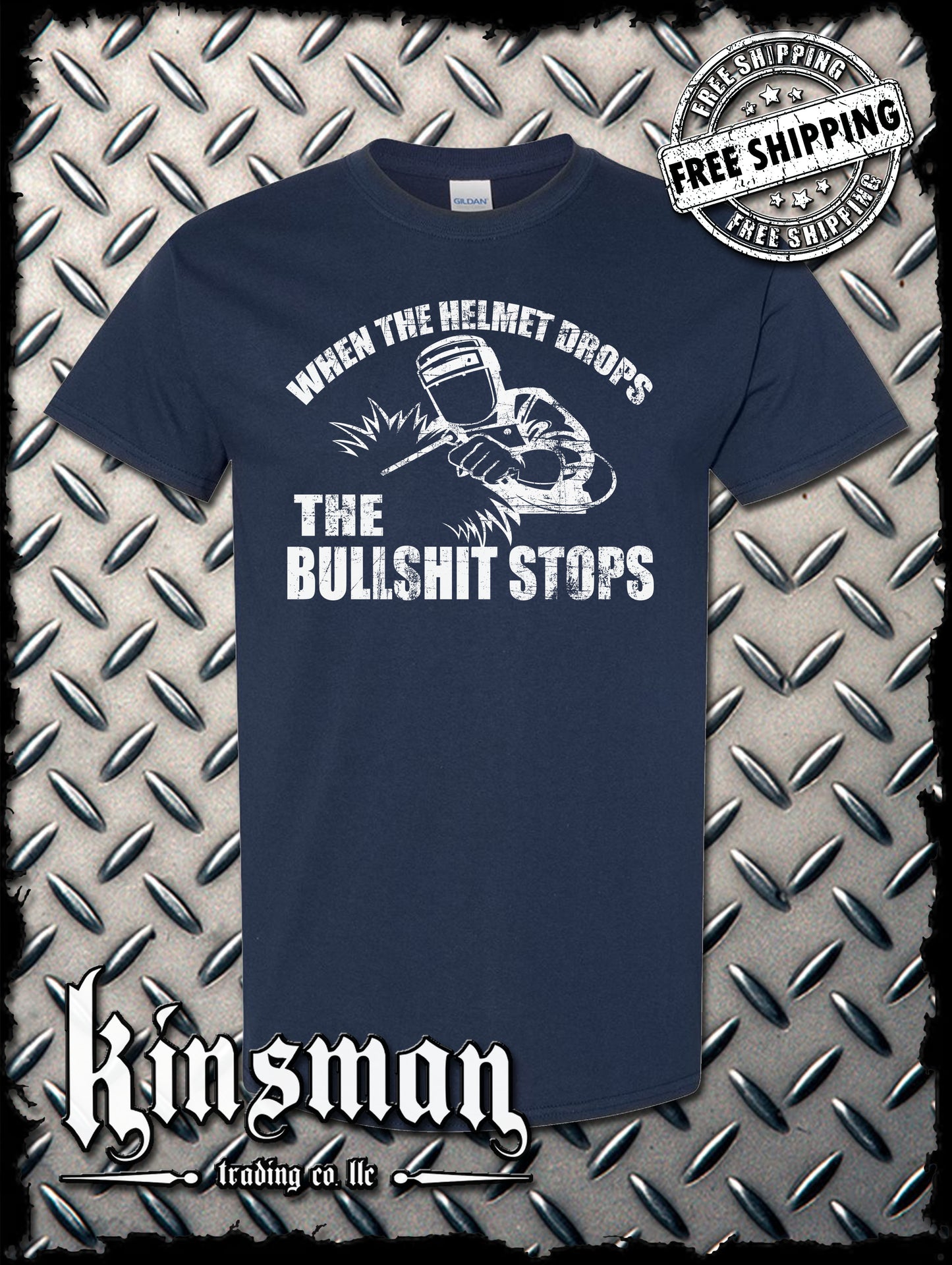 When The Helmet Drops The BS Stops T-Shirt - Welding Mask Welder Funny Tee