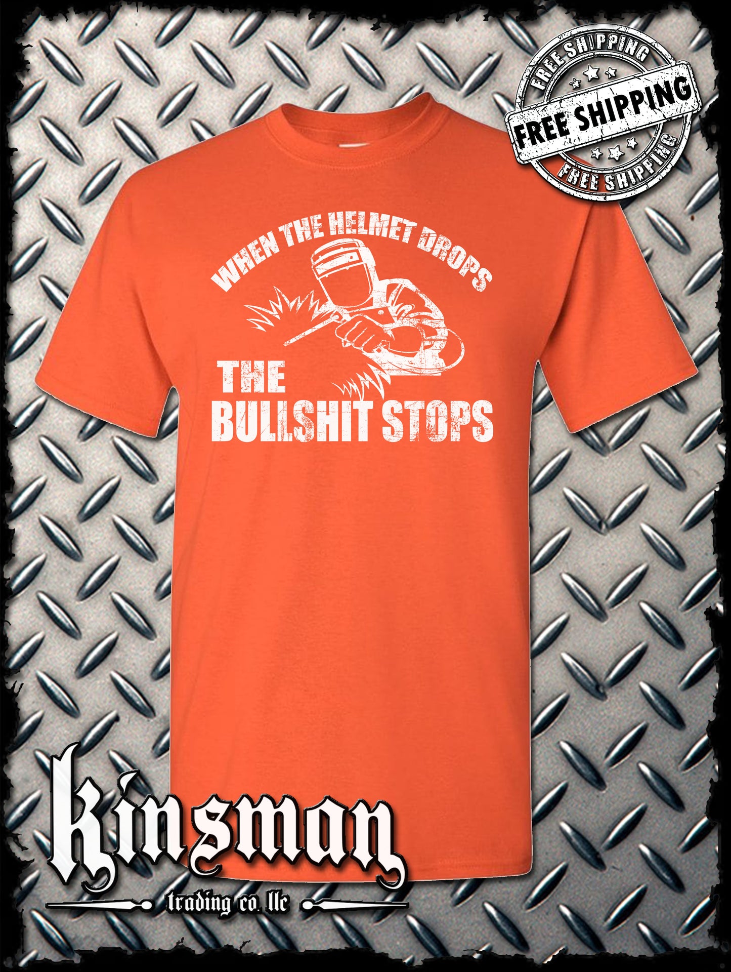 When The Helmet Drops The BS Stops T-Shirt - Welding Mask Welder Funny Tee