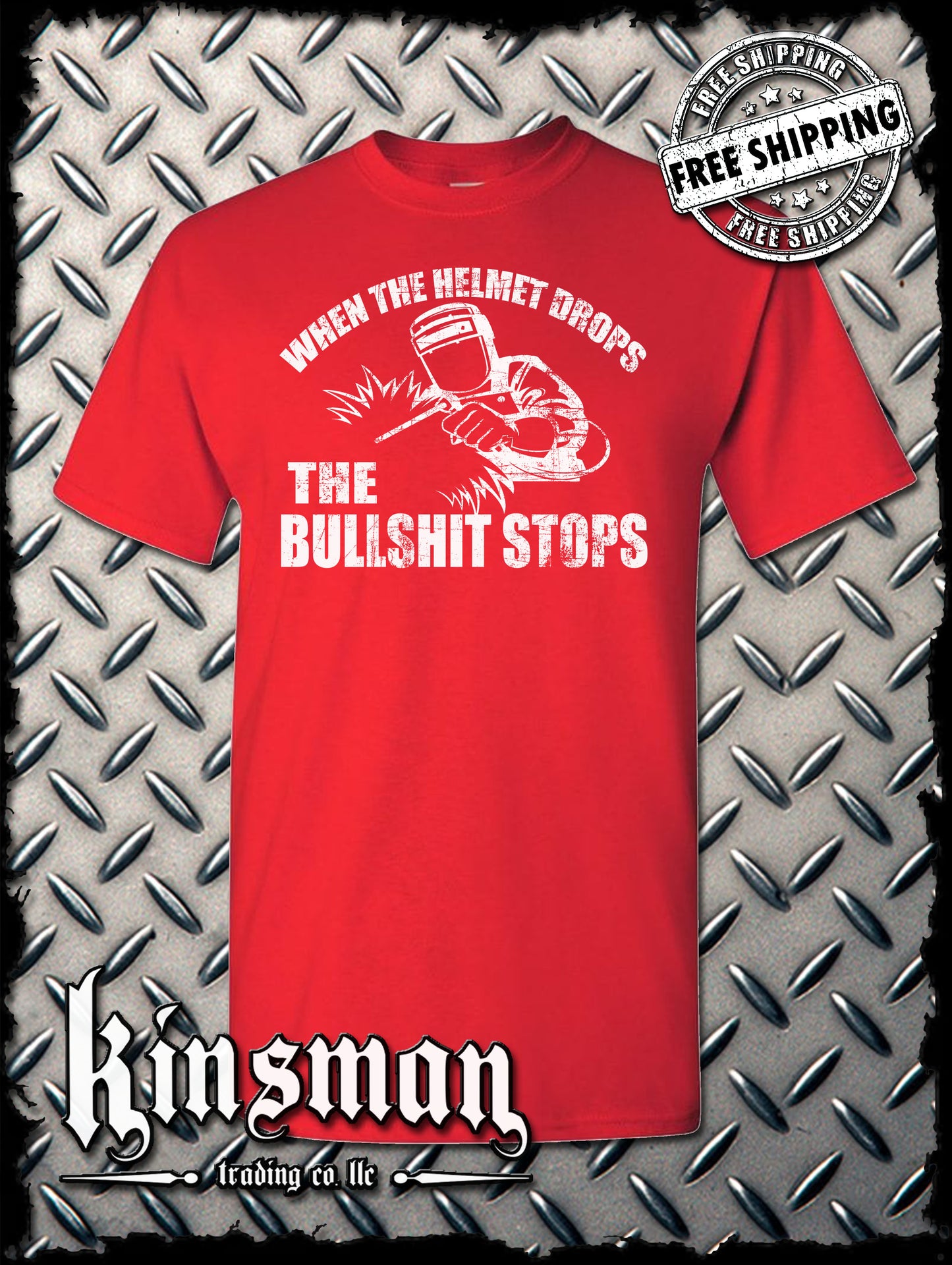 When The Helmet Drops The BS Stops T-Shirt - Welding Mask Welder Funny Tee