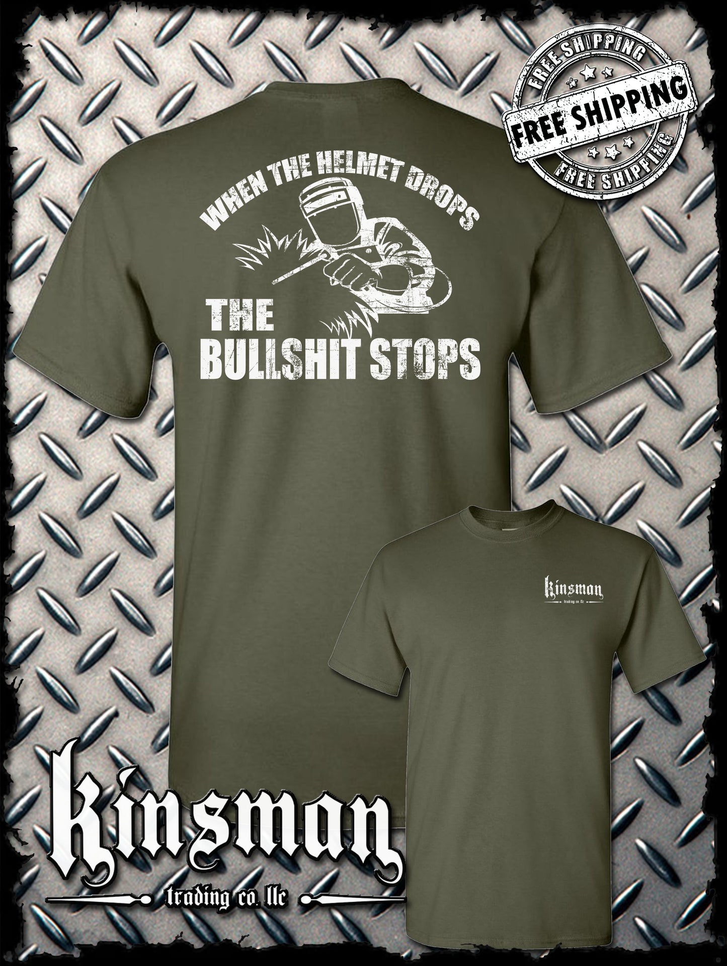 When The Helmet Drops The BS Stops 2-Sided T-Shirt - Welding Mask