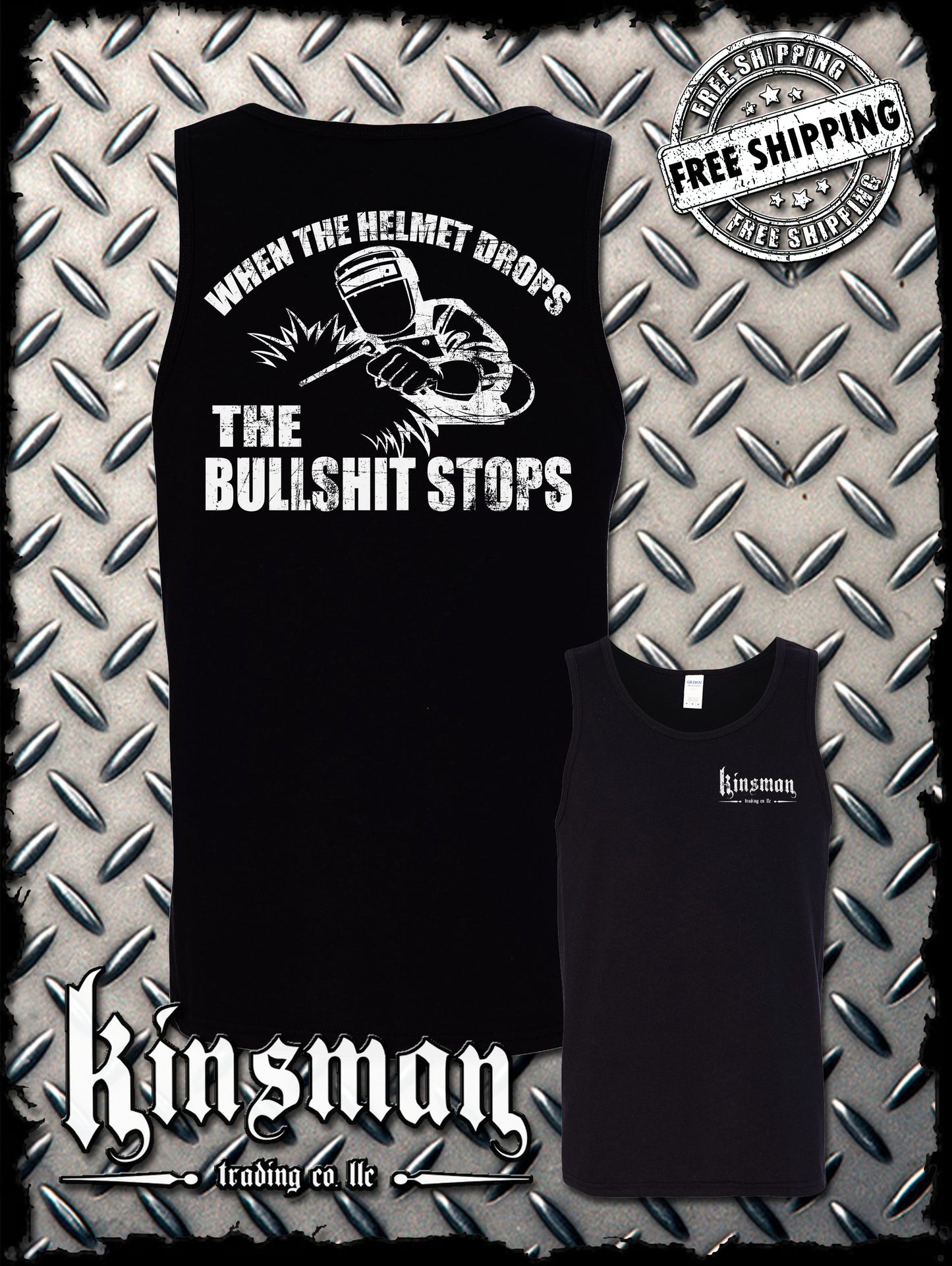 When The Helmet, Drops The Bullsh*t Stops 2-Sided Tank Top T-Shirt - Welding Mask